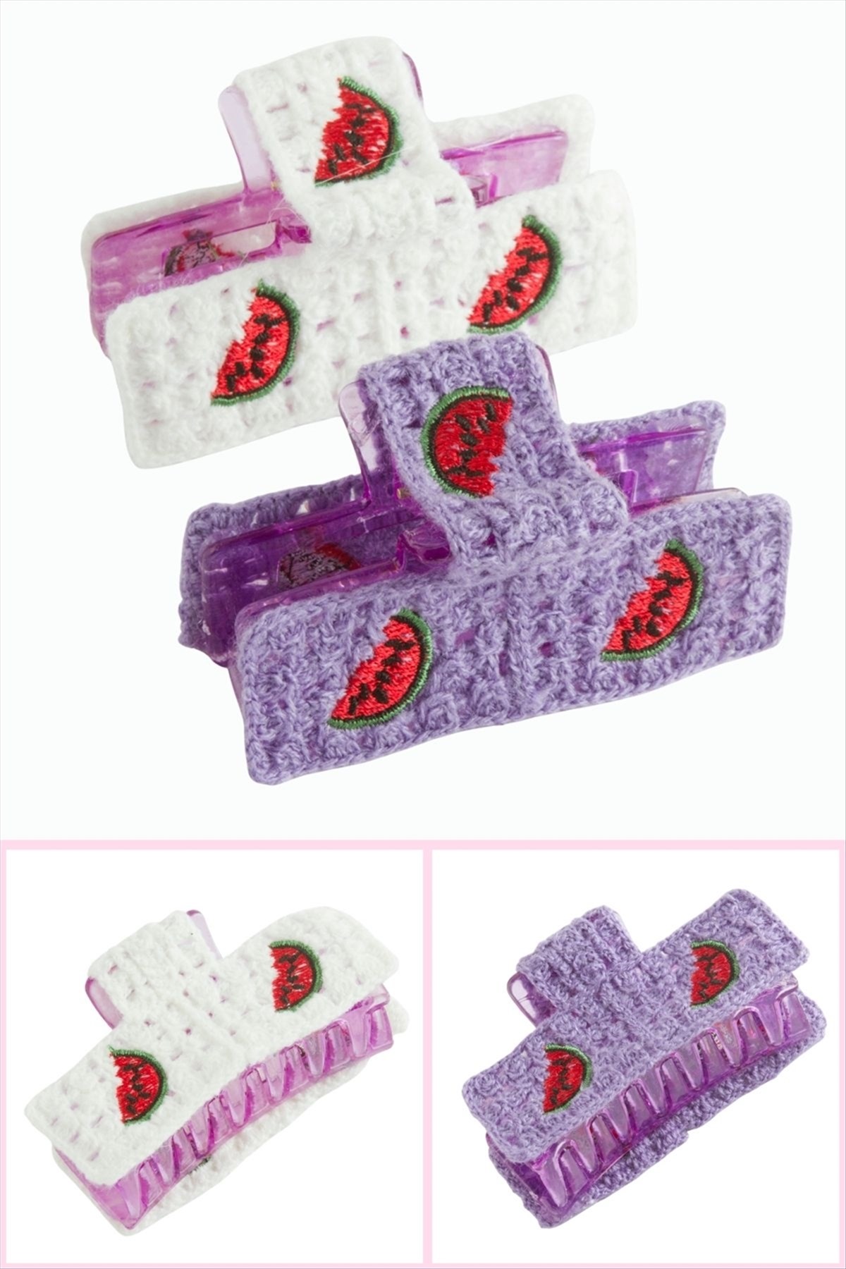 Karpuz Örgülü Mandal Toka 8 cm
