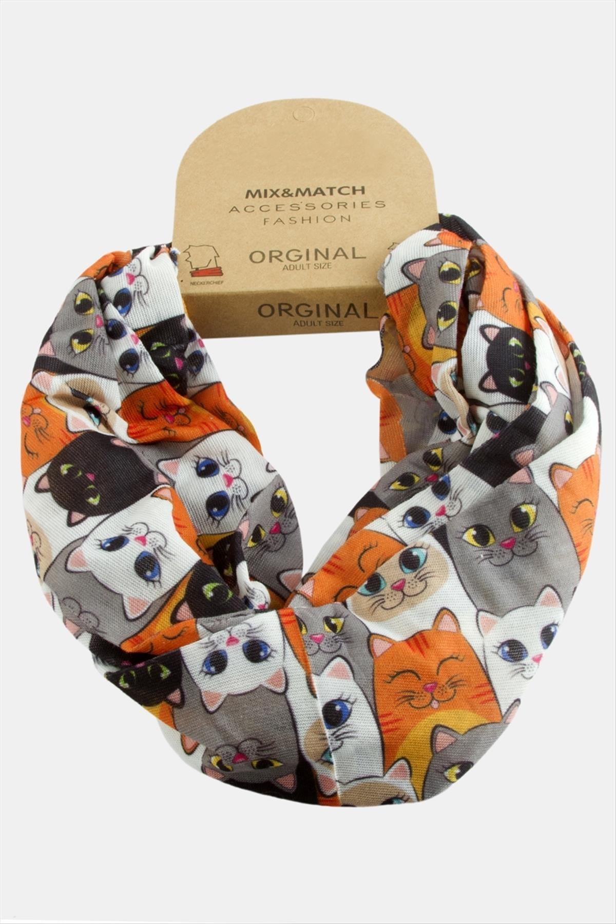 Kedi Desenli Bandana Boyunluk