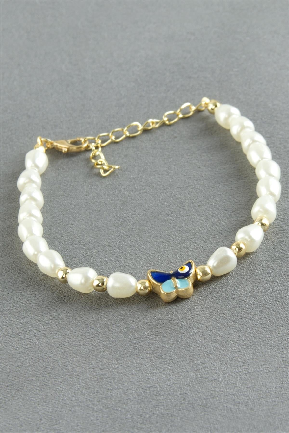 Kelebek Oval İnci Bileklik