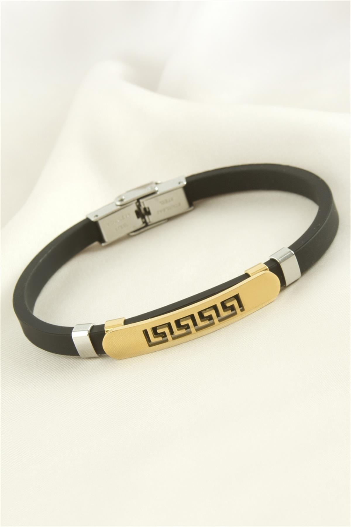 Labirent Deri Çelik Bileklik