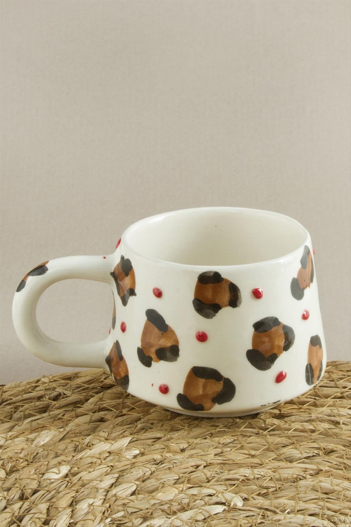 Leopar Desenli Seramik Kupa