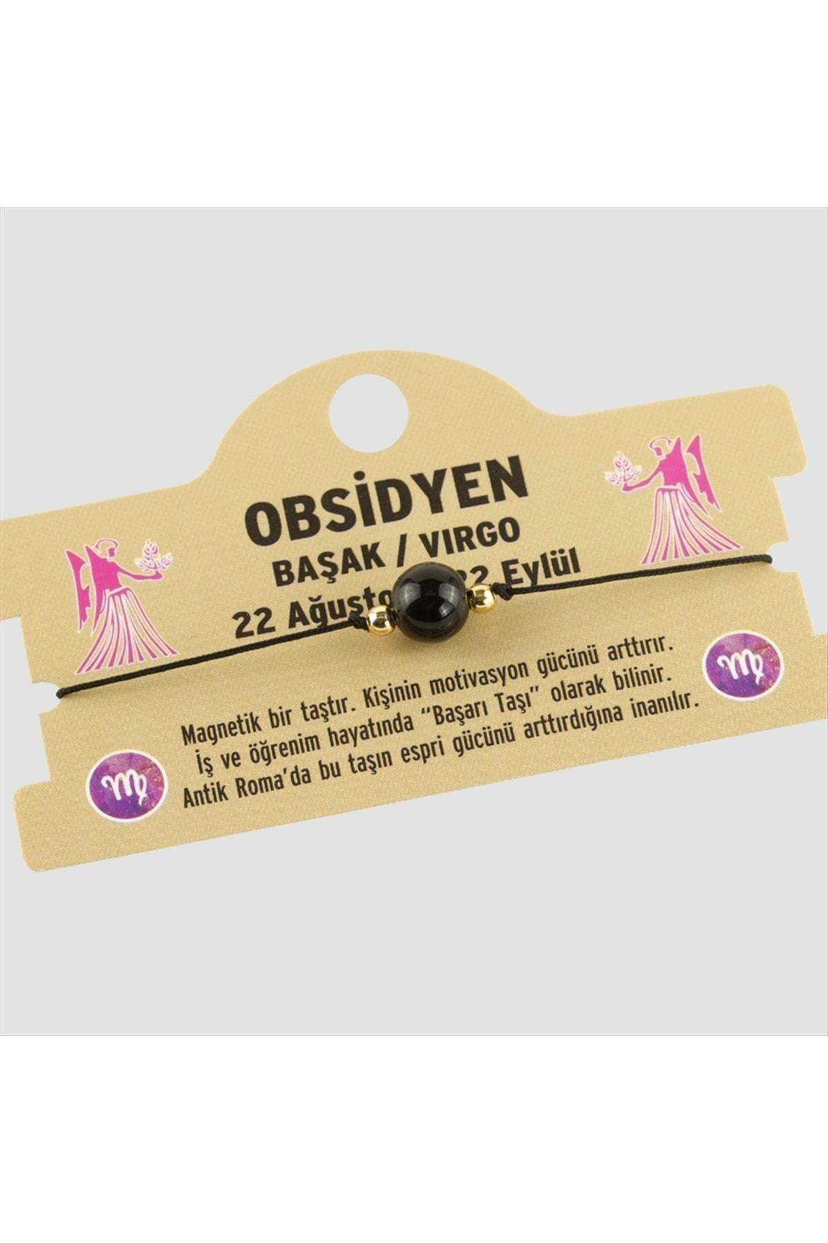 Obsidyen Doğal Taşlı Başak Burç Bileklik