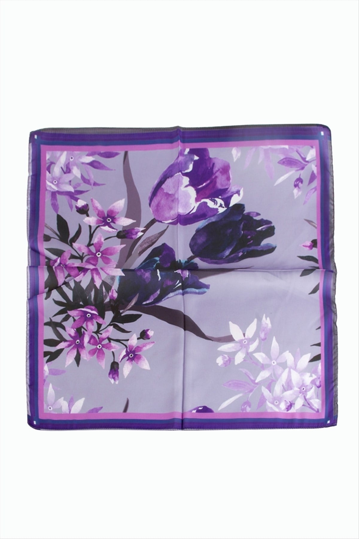 Orkide Desenli Zr Şifon Fular 50*50 cm