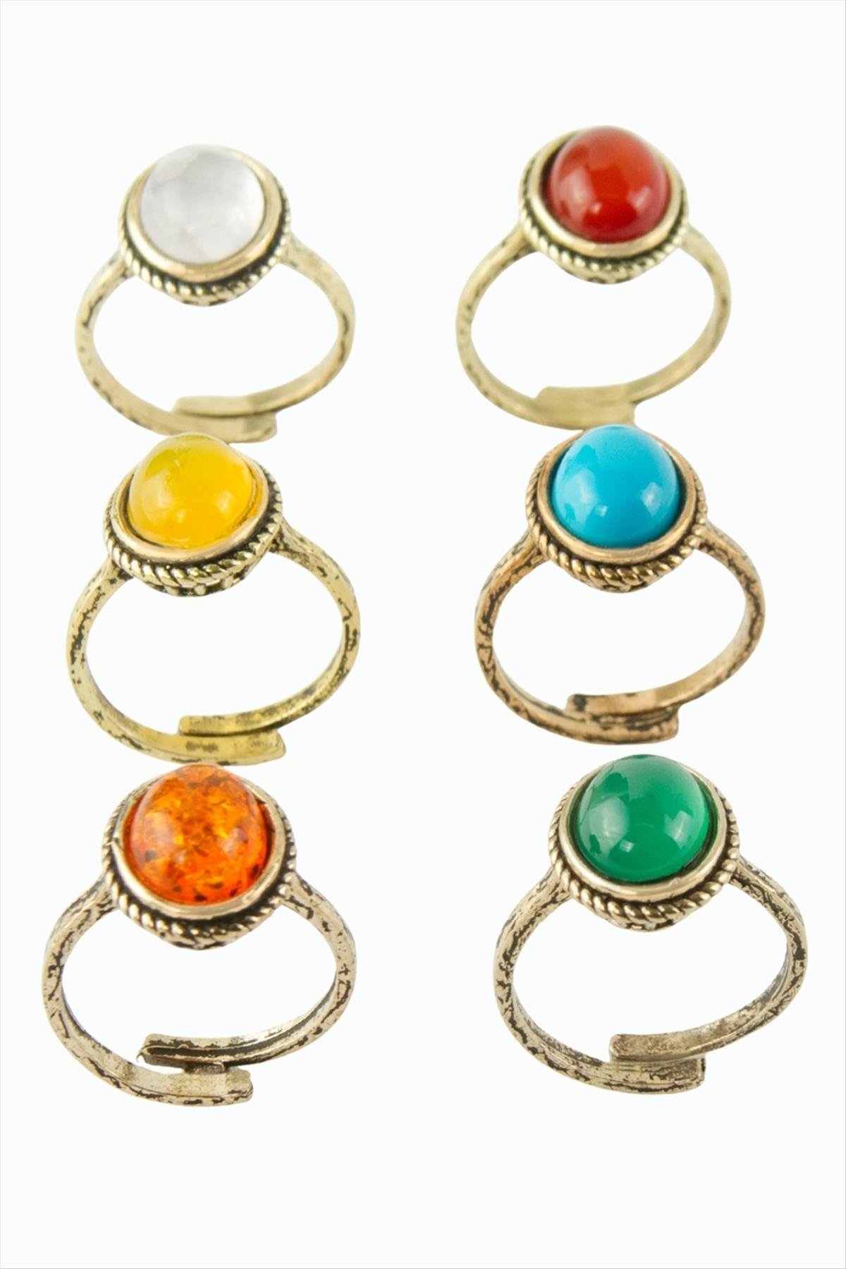 Oval Doğaltaşlı Otantik Yüzük