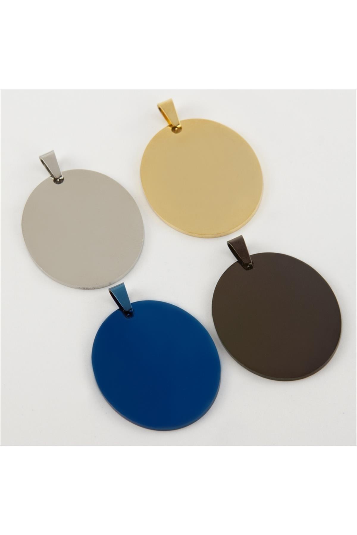 Oval İsim Yazılabilir Çelik Kolye Ucu 3,5 cm