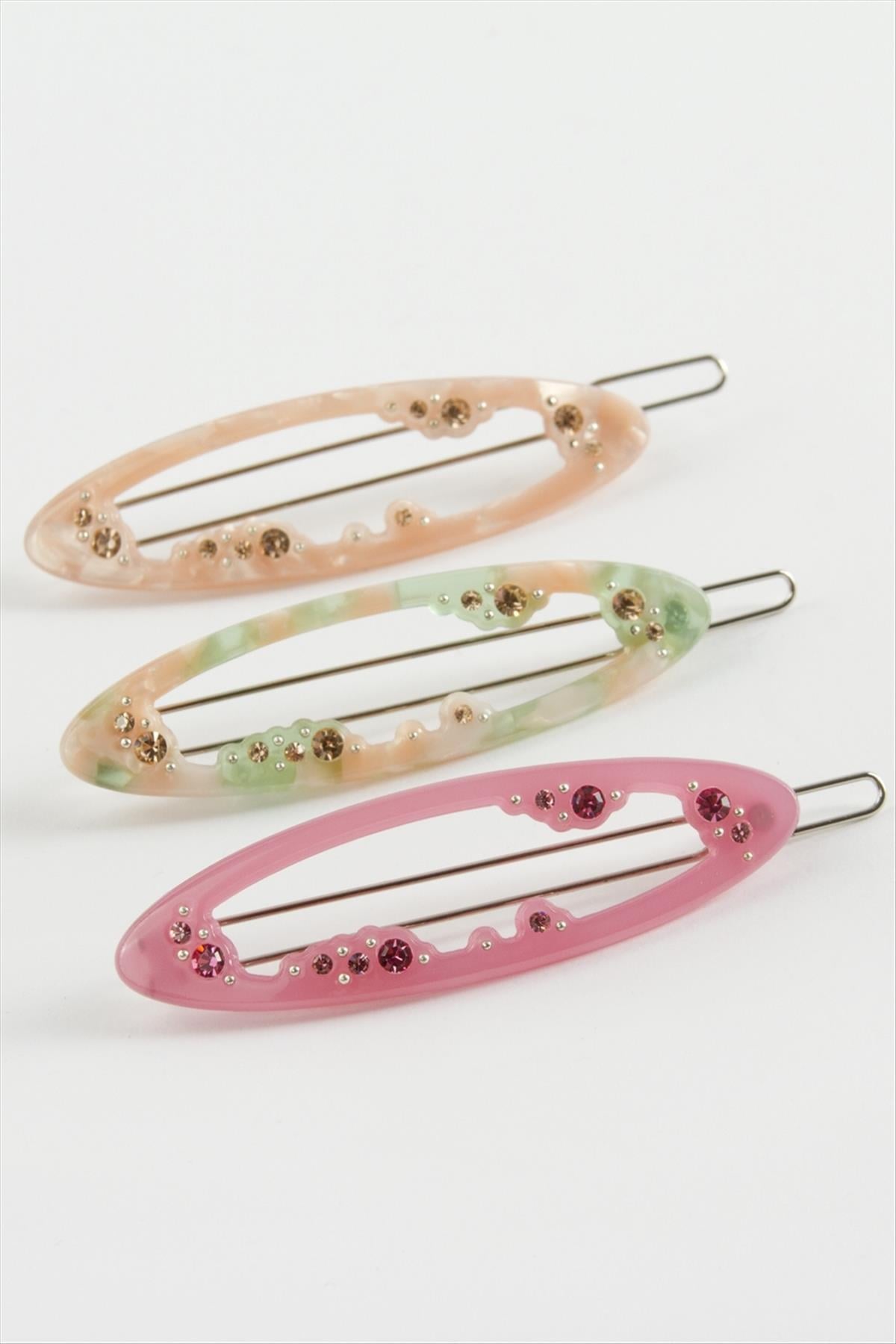 Oval Taşlı Klipsli Toka