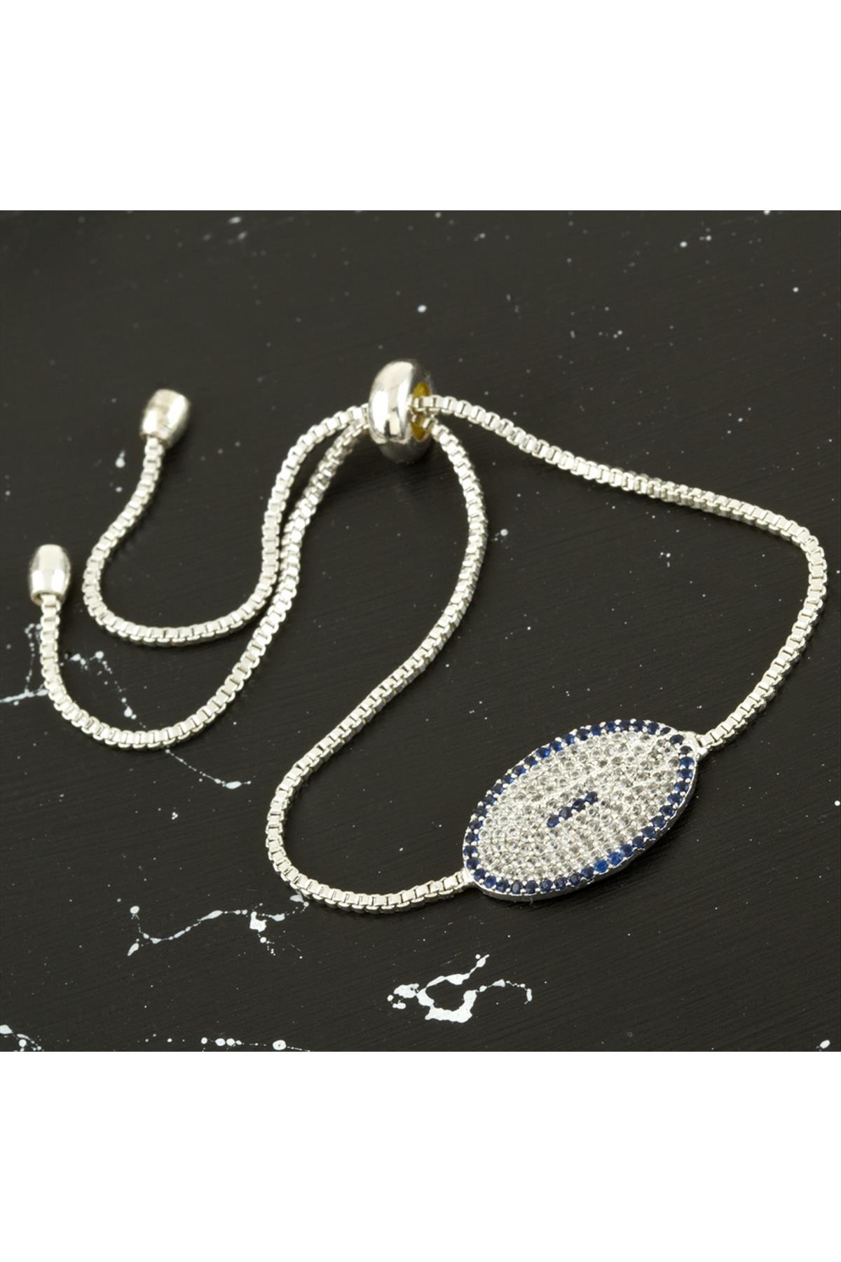 Oval Zirkon Taşlı Asansörlü Bileklik
