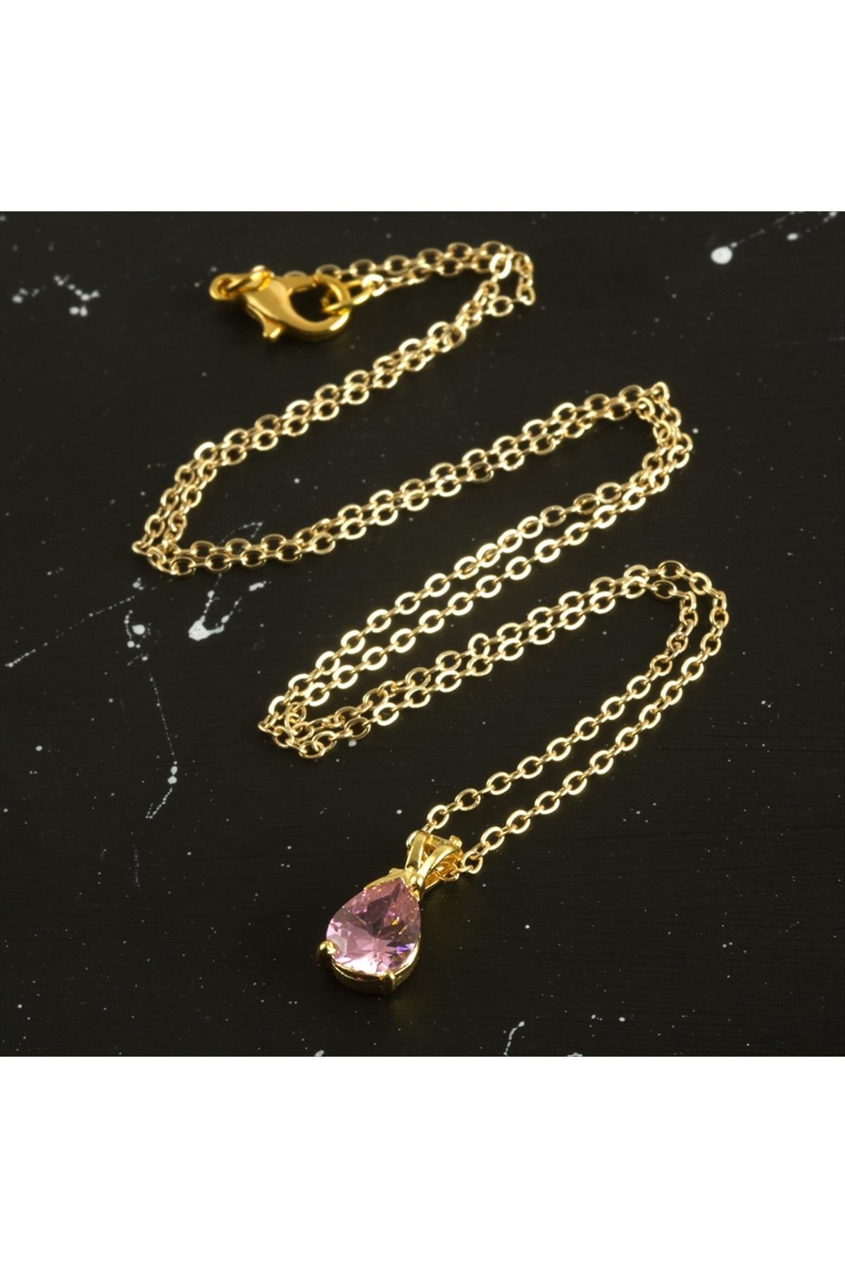 Oval Zirkon Taşlı Kolye