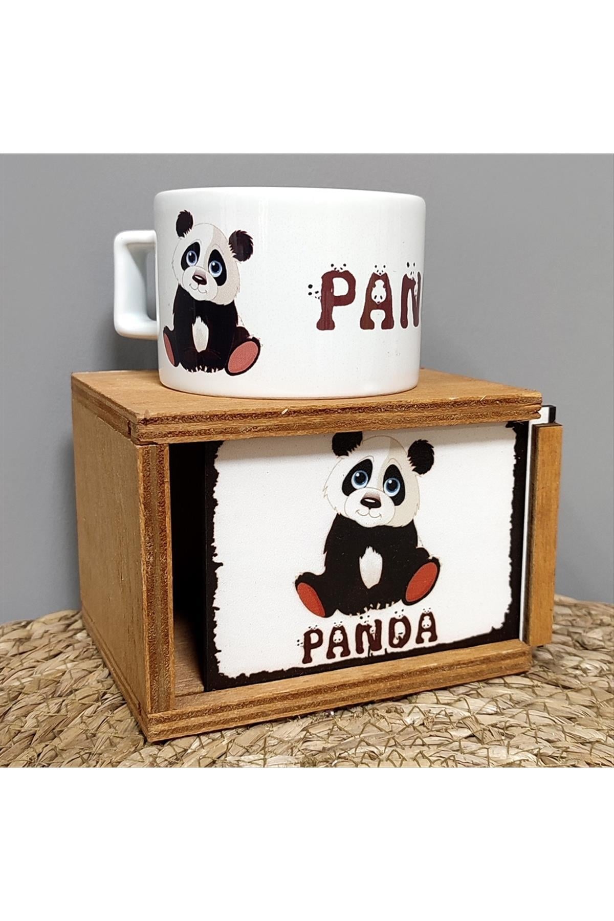 Panda Ahşap Kutulu Kupa