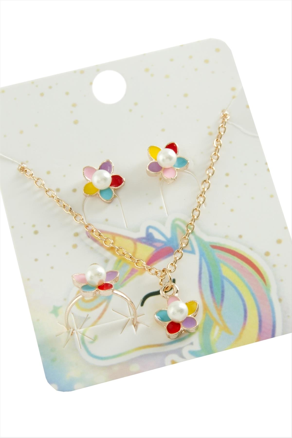 Papatya Mineli Set Kolye