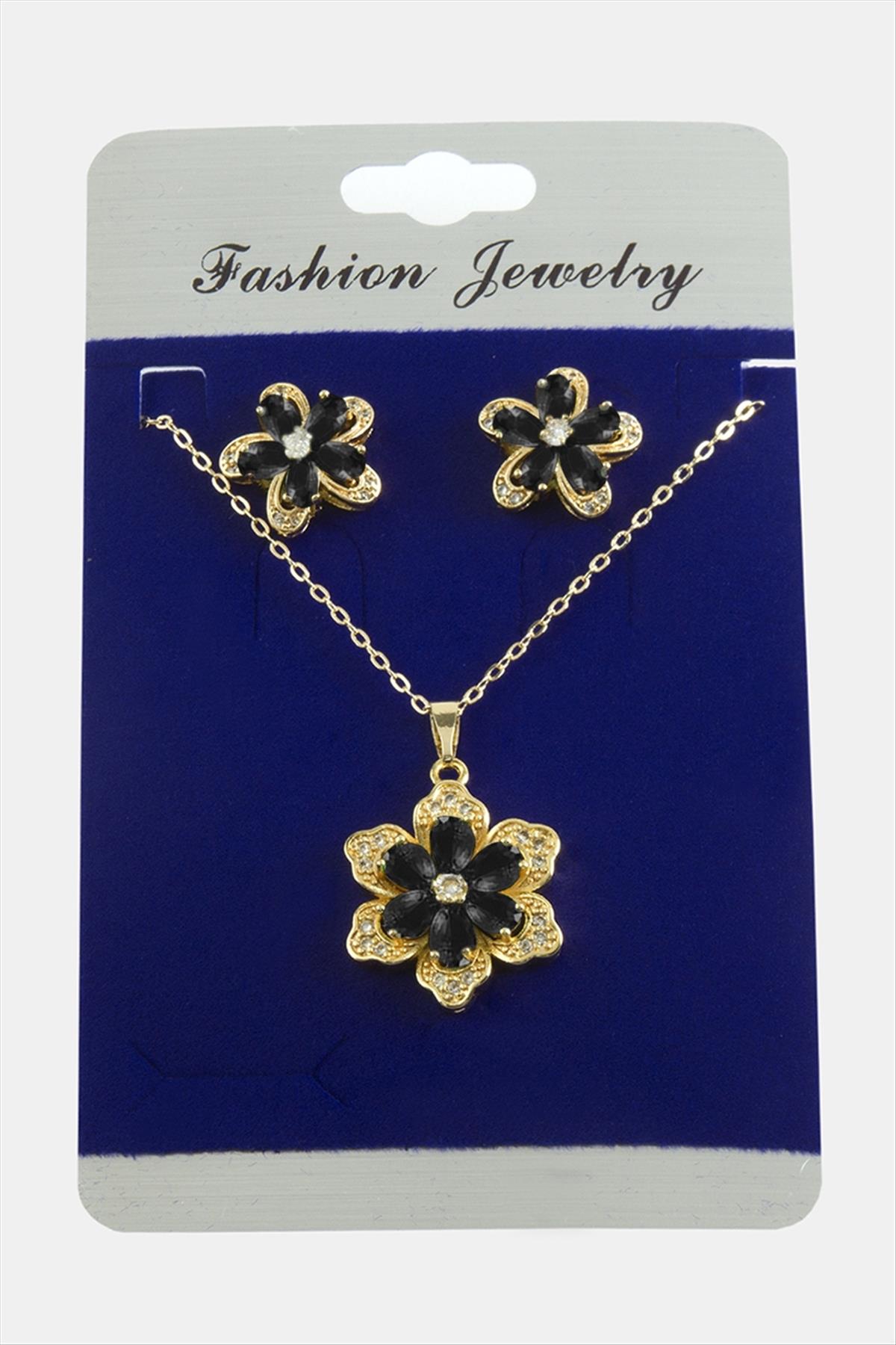 Papatya Zirkon Taşlı Set Kolye