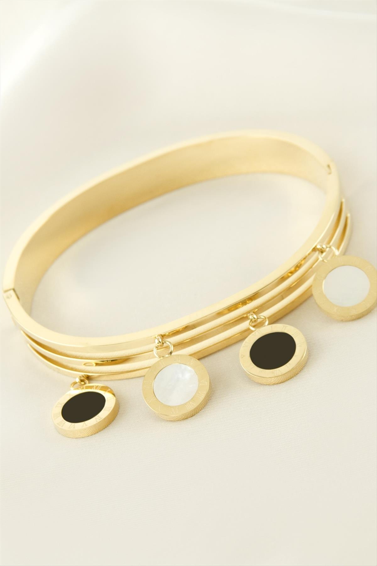 Sedef Lüks Çelik Kelepçe Bileklik