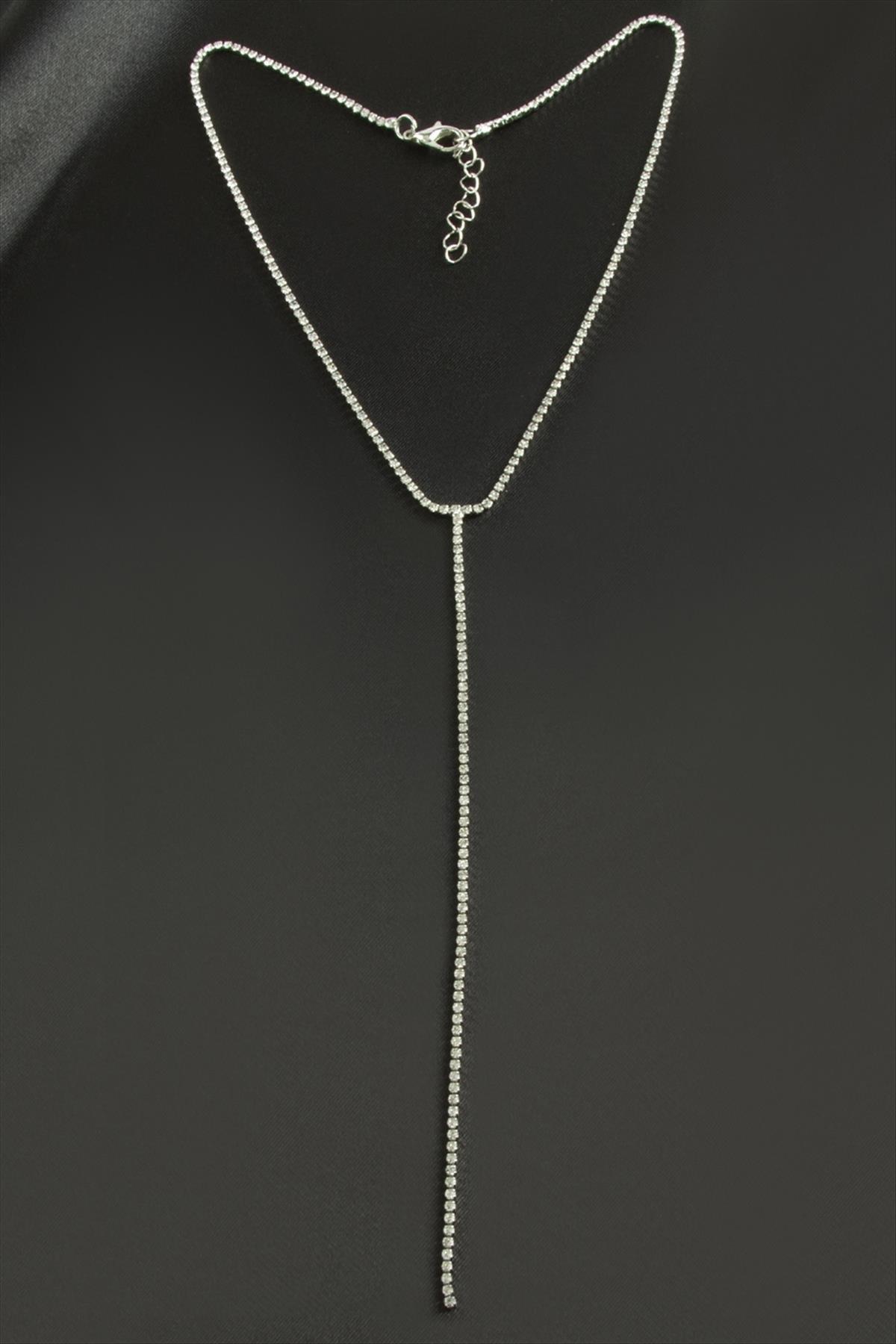 Şerit Taşlı Çelik Kolye 2 mm