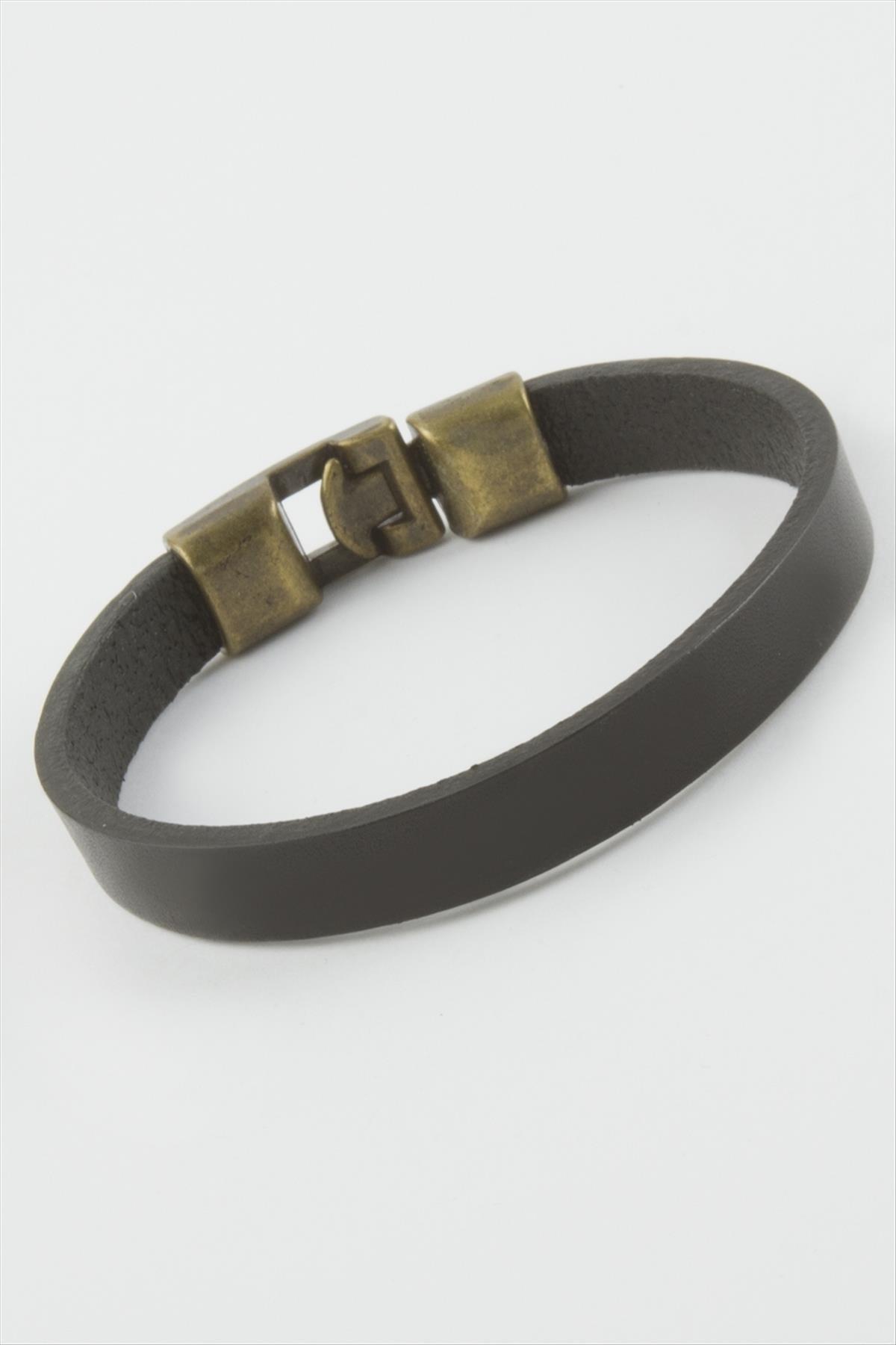 Siyah Suni Deri Bileklik