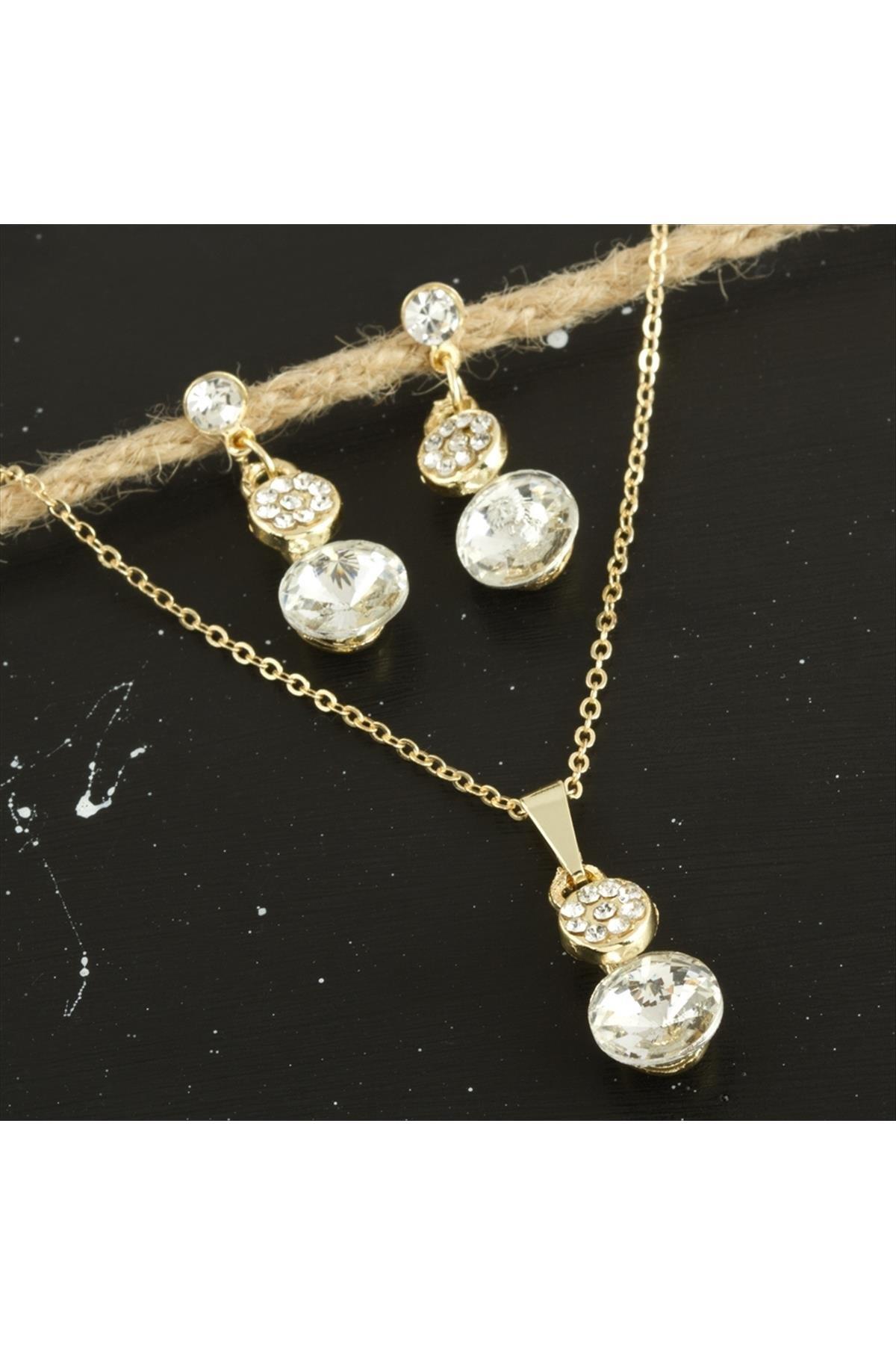 Tek Taşlı Set Kolye