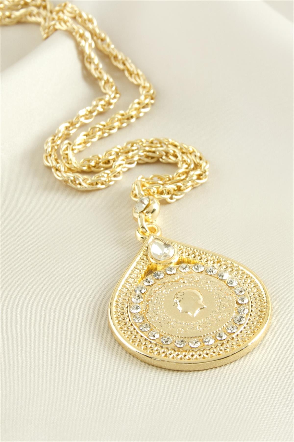 Tuğra Taşlı Uçlu Kolye