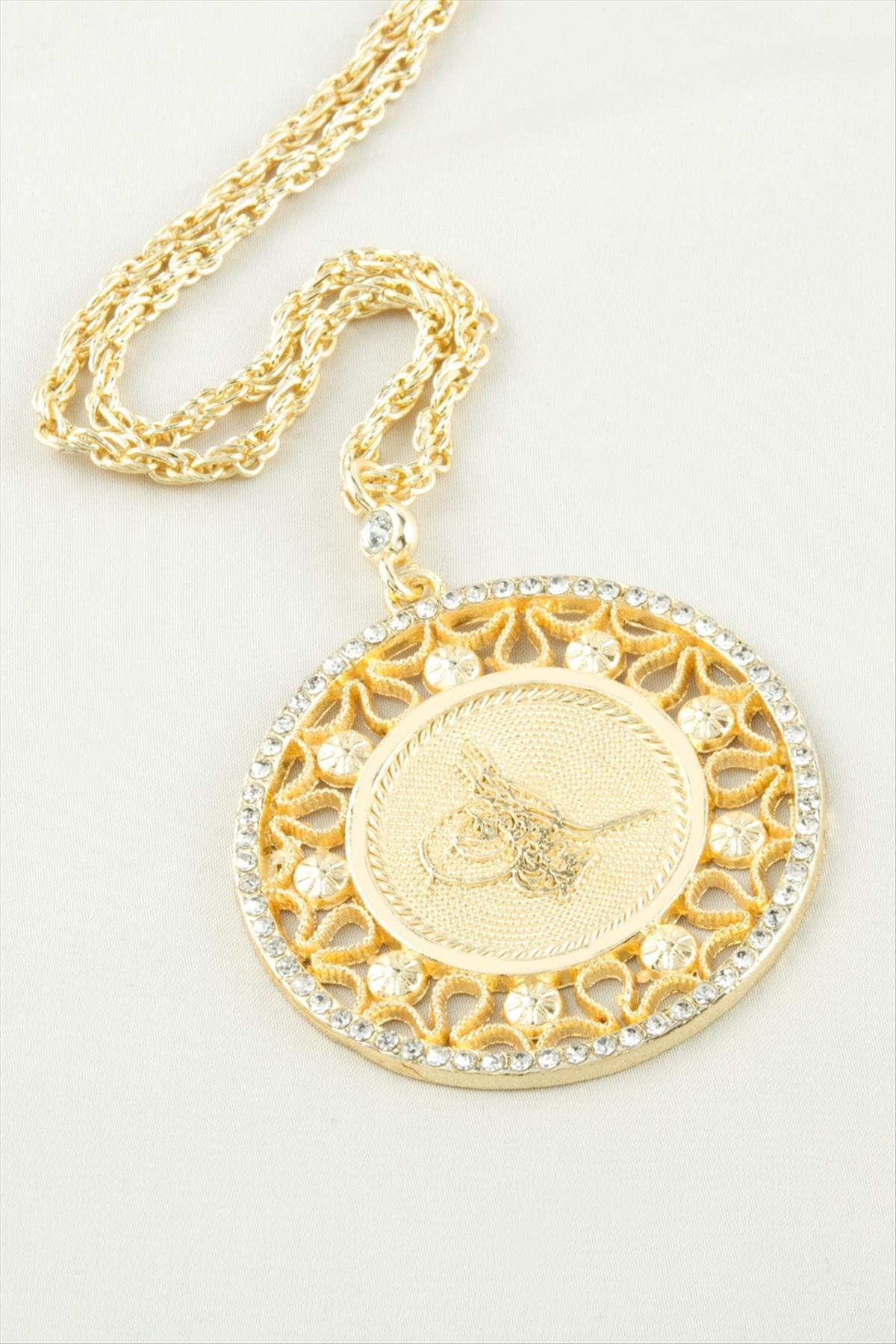 Tuğra Taşlı Uçlu Kolye