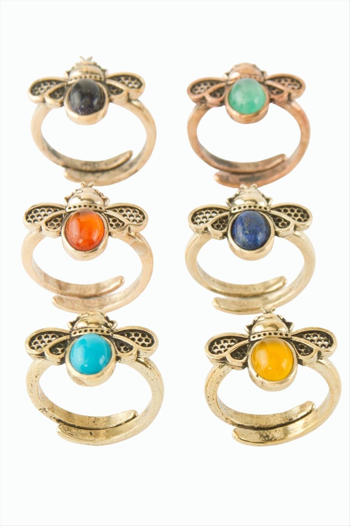 Uğur Böceği Doğaltaşlı Otantik Yüzük