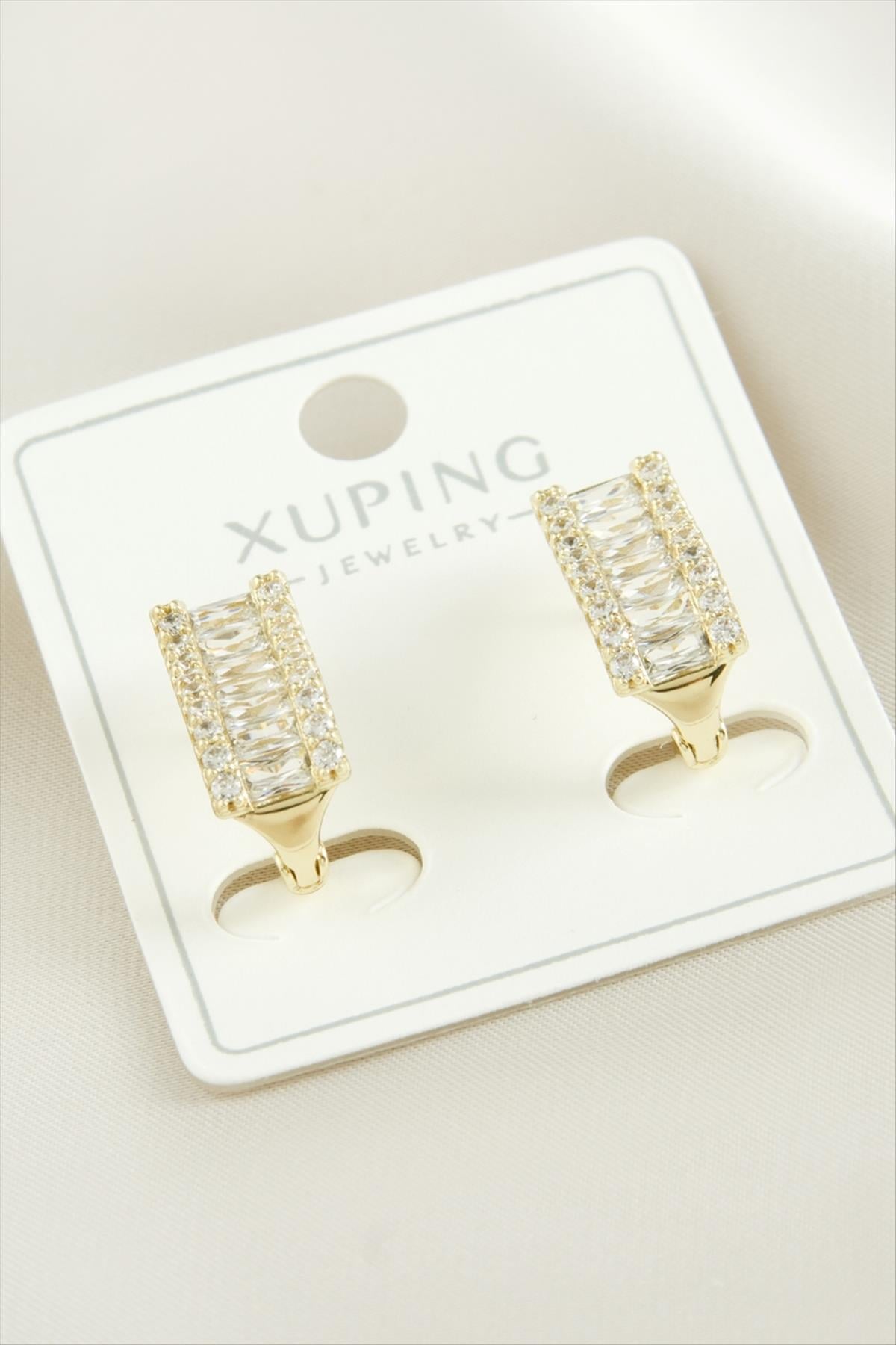 Xuping Baget Taşlı Lüks Çelik Küpe