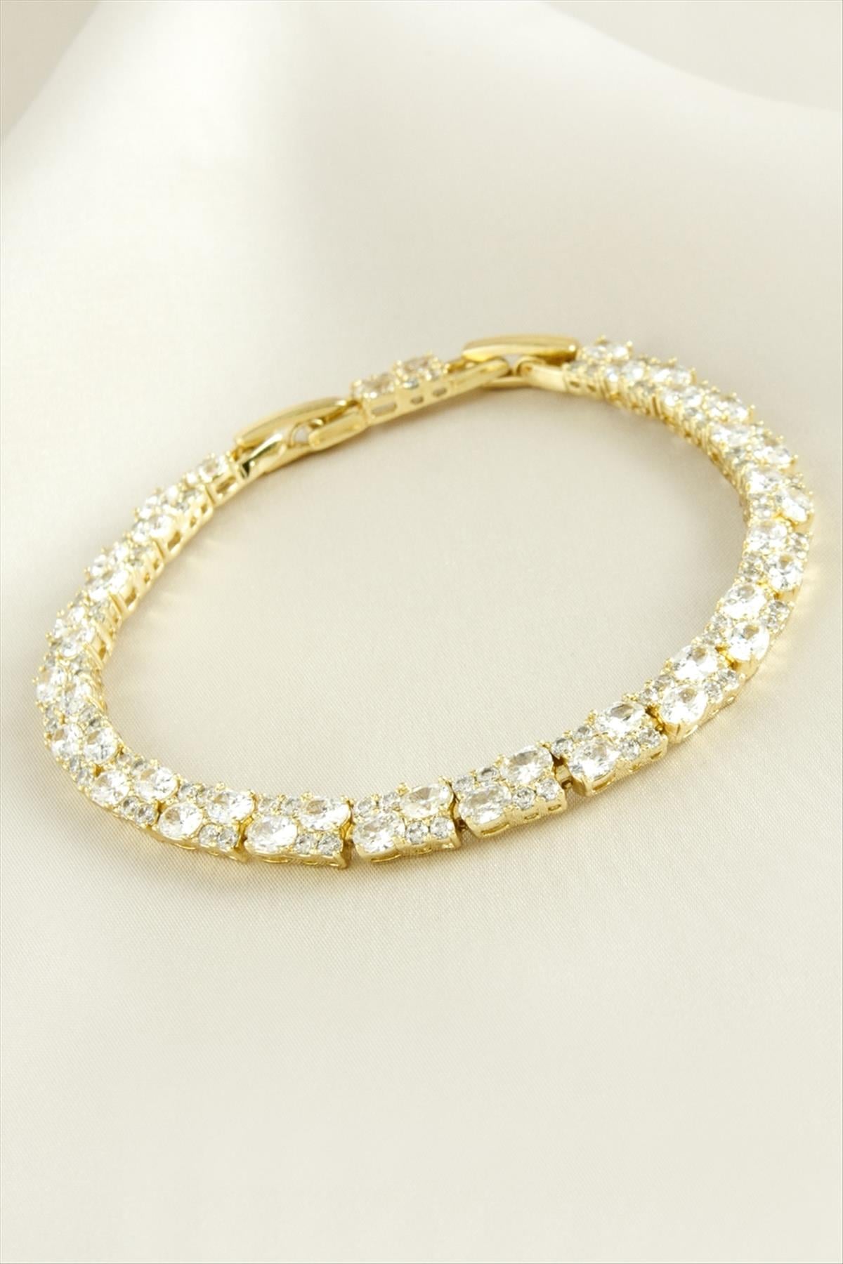 Xuping Dikdörtgen Zirkon Taşlı Lüks Çelik Bileklik