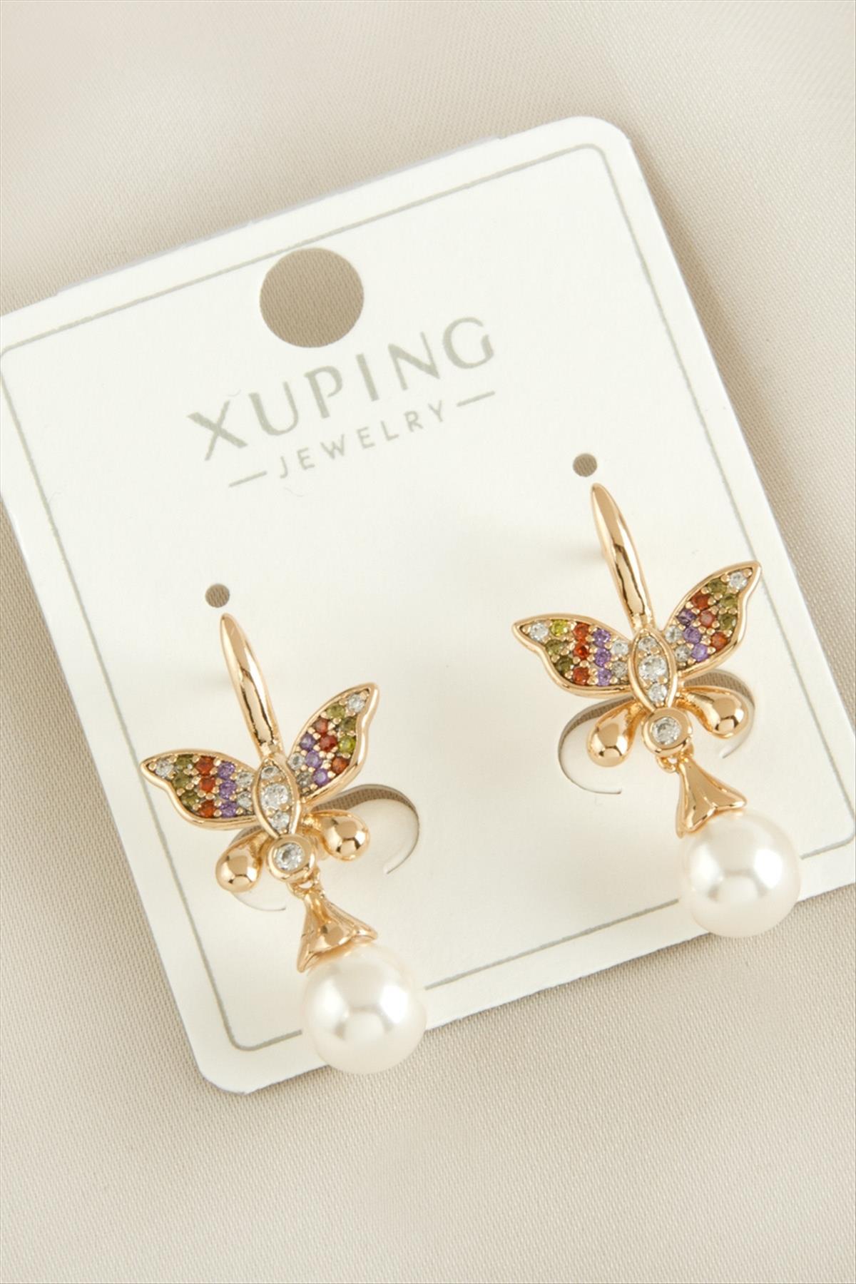 Xuping Kelebek İnci Lüks Çelik Küpe