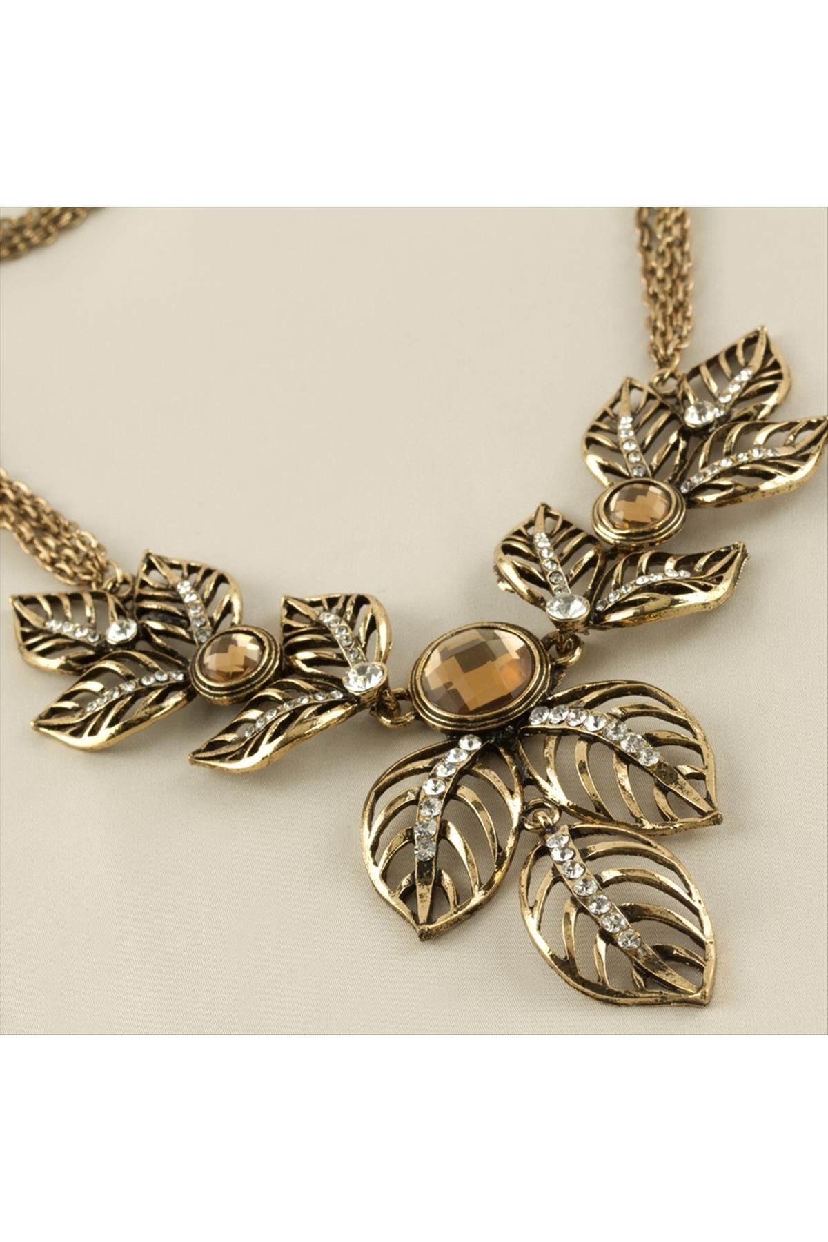 Yaprak Şekilli Otantik Kolye