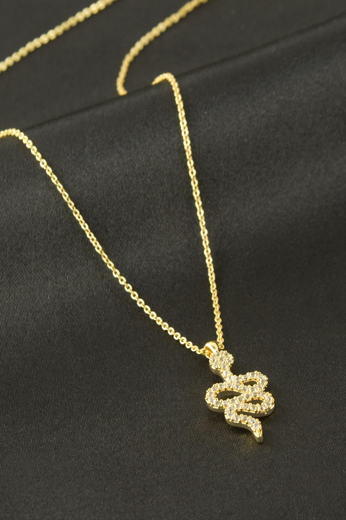 Yılan Zirkon Taşlı Kolye