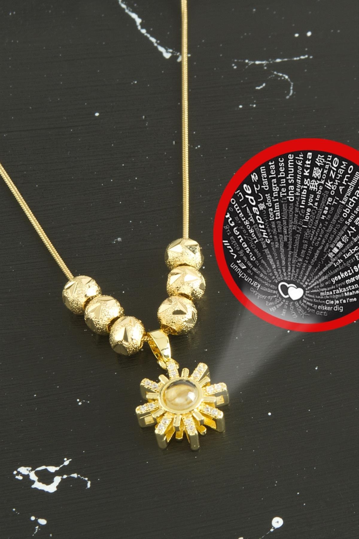 Yıldız Lüks Çelik Kolye 100 Dilde Seni Seviyorum