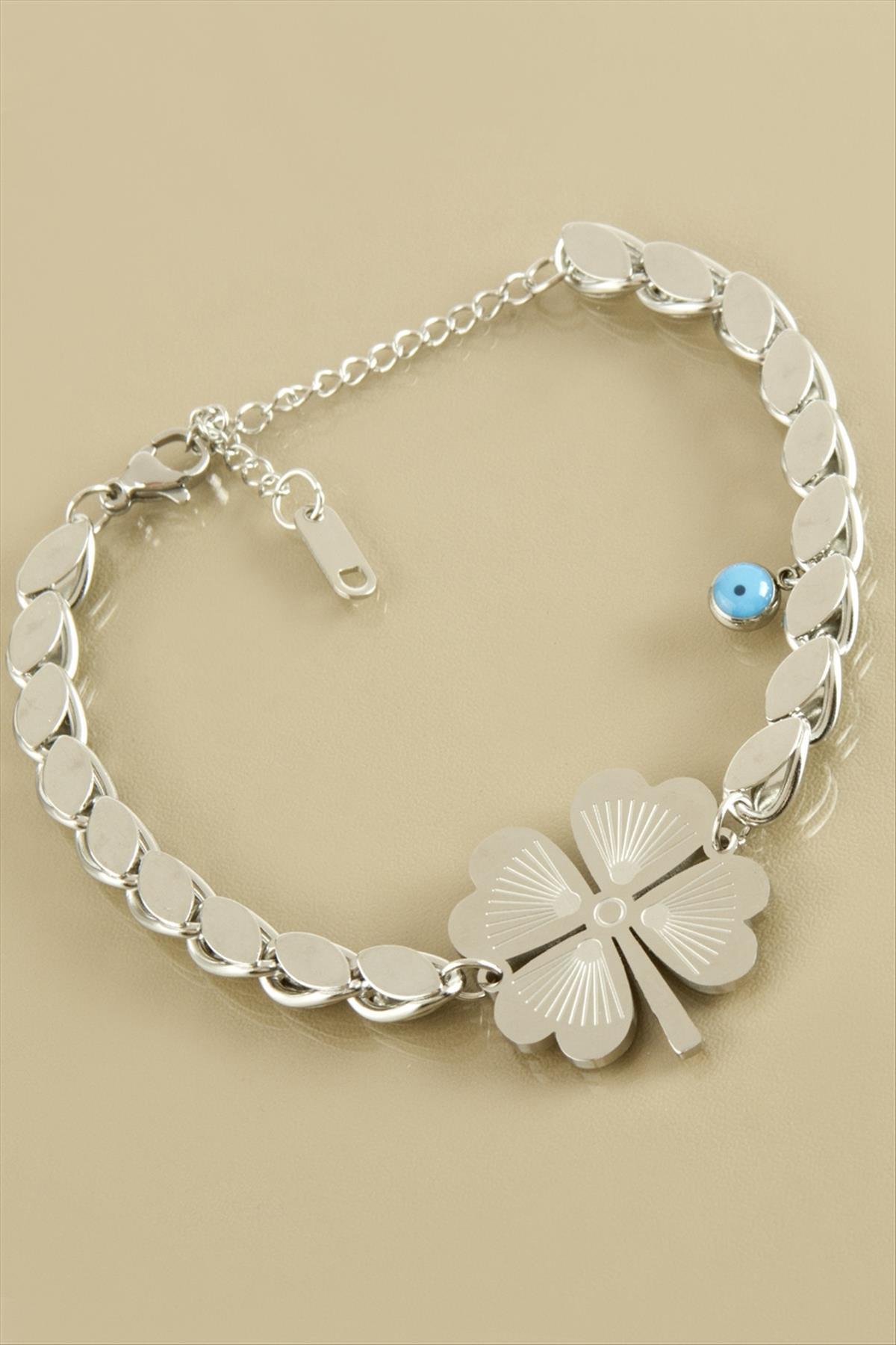 Yonca Arpa Zincir Lüks Çelik Bileklik