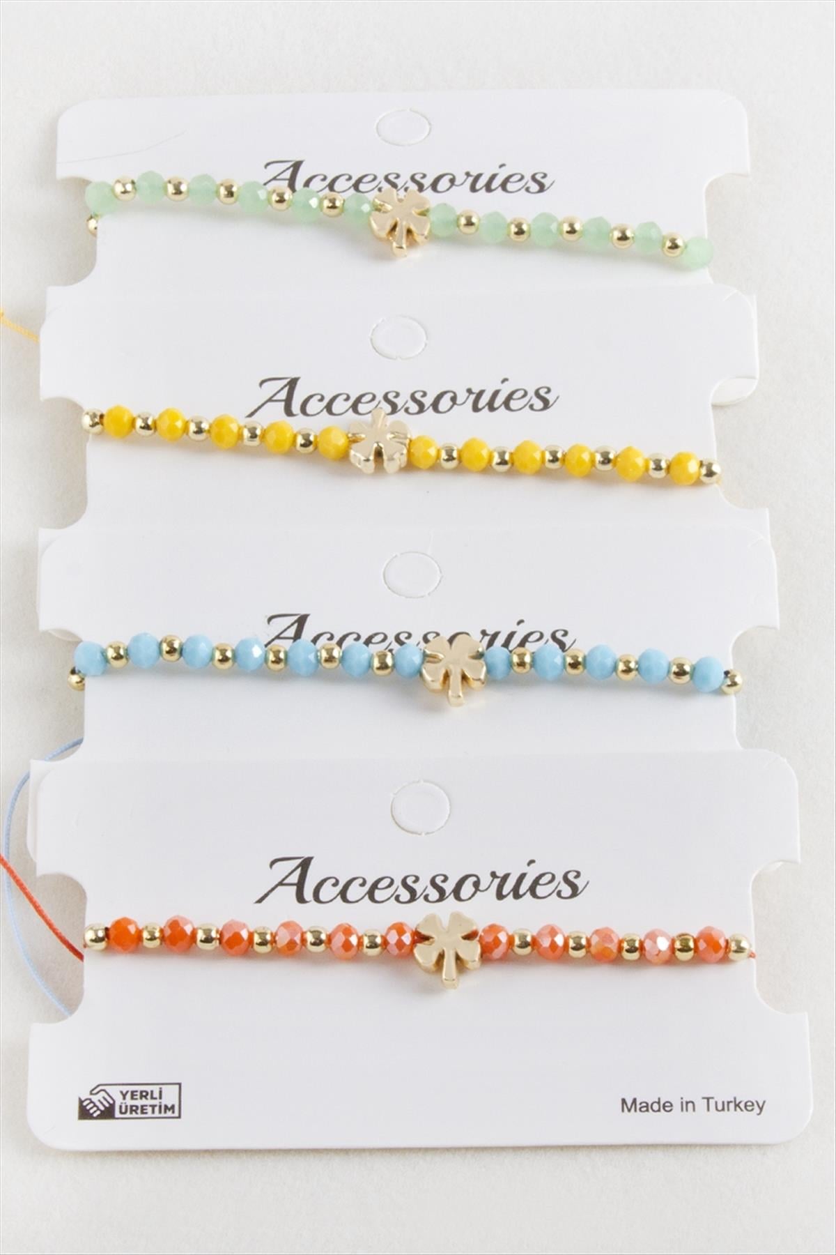 Yonca Kristal Makrome İp Bileklik