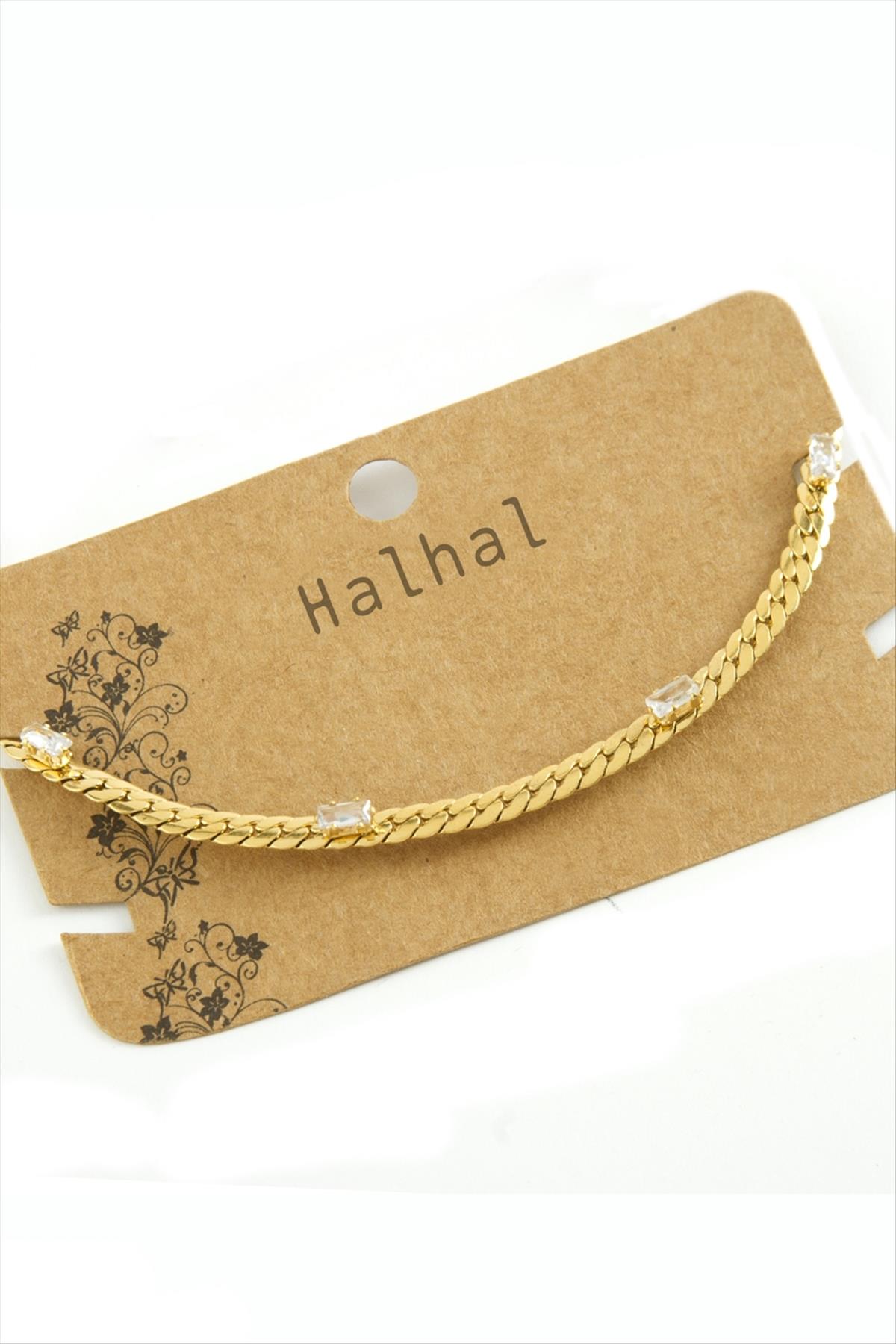 Zirkon Taşlı Burgulu Lüks Çelik Halhal