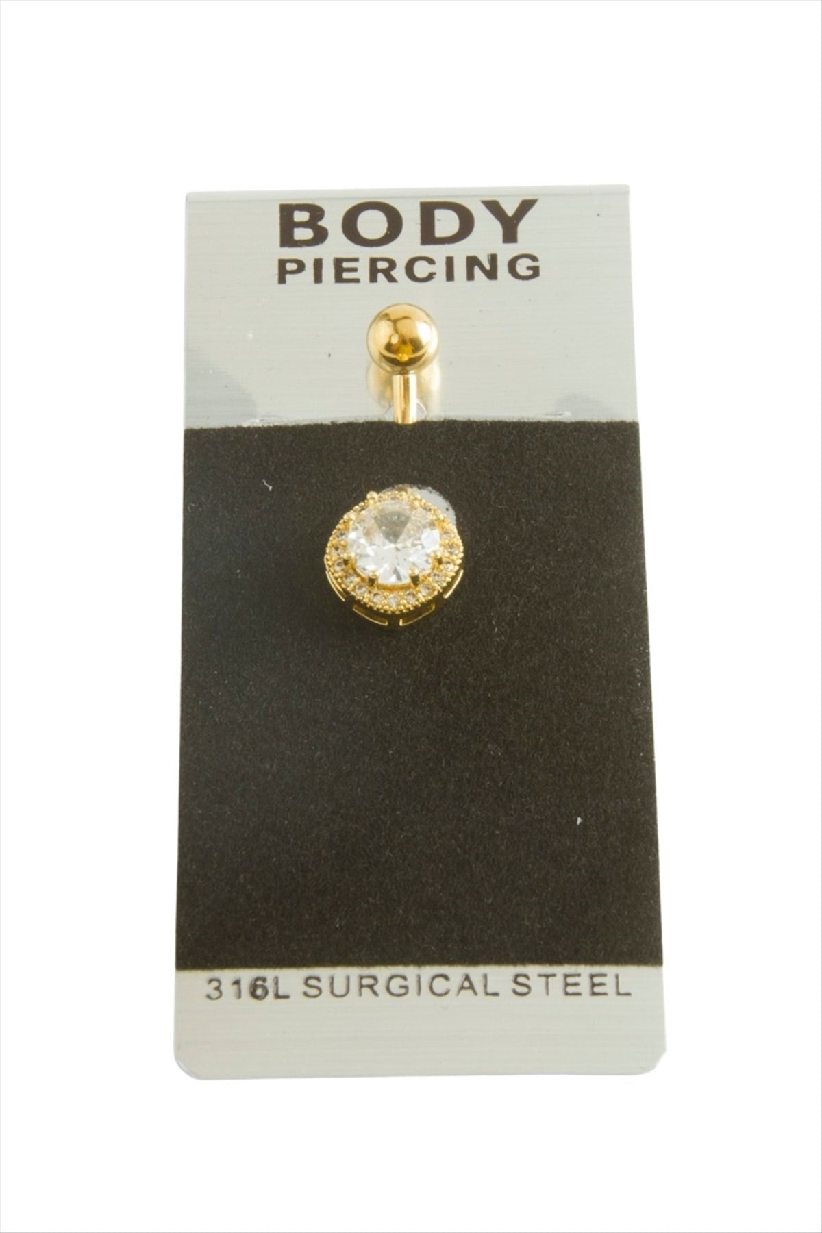 Zirkon Taşlı Lüks Çelik Göbek Piercing 1 Adet