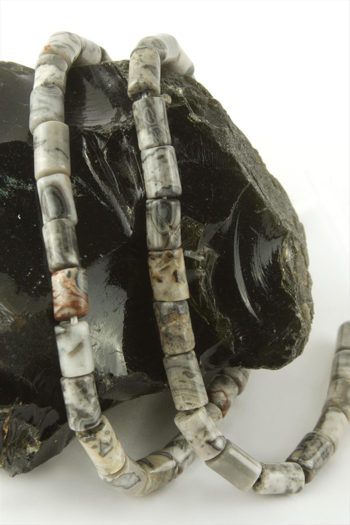 6*8 mm Boru Gri Jasper Taşı