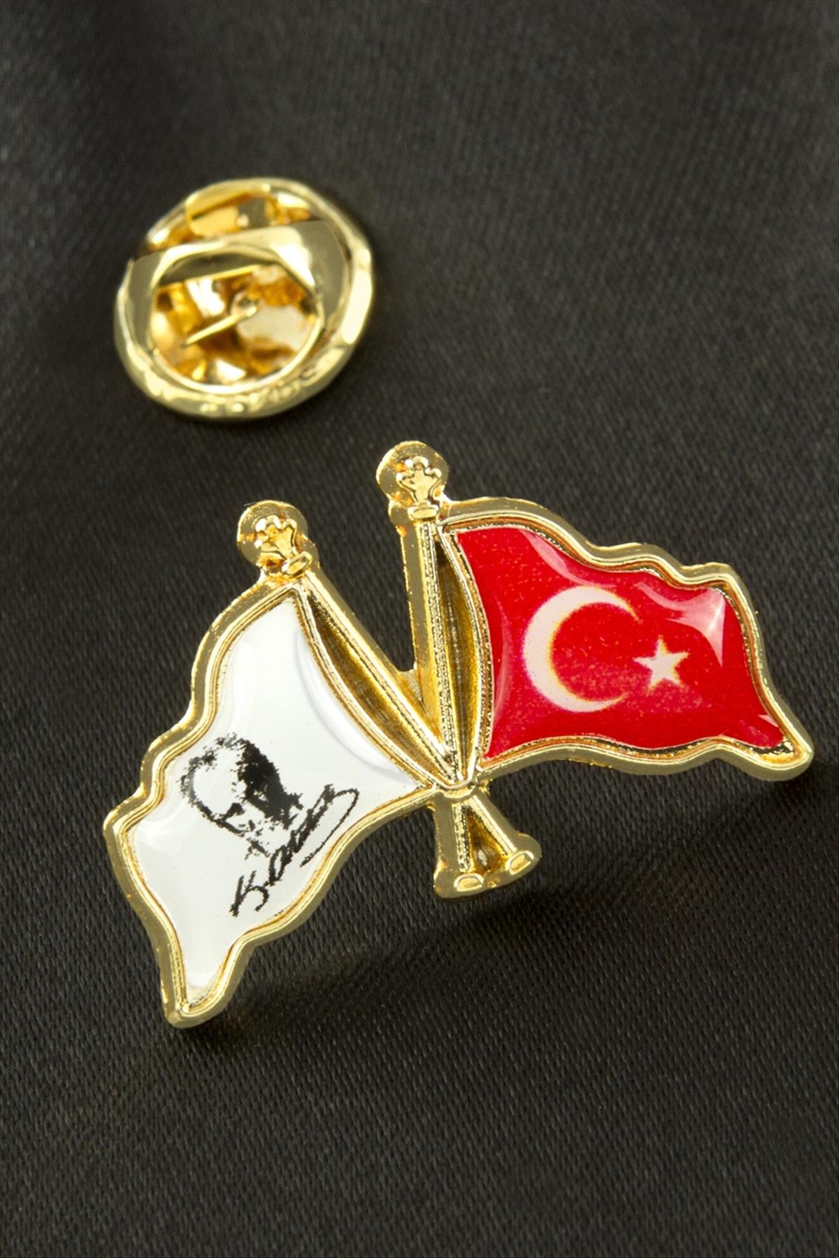 Ay Yıldız Atatürk İmzalı Yaka Rozet