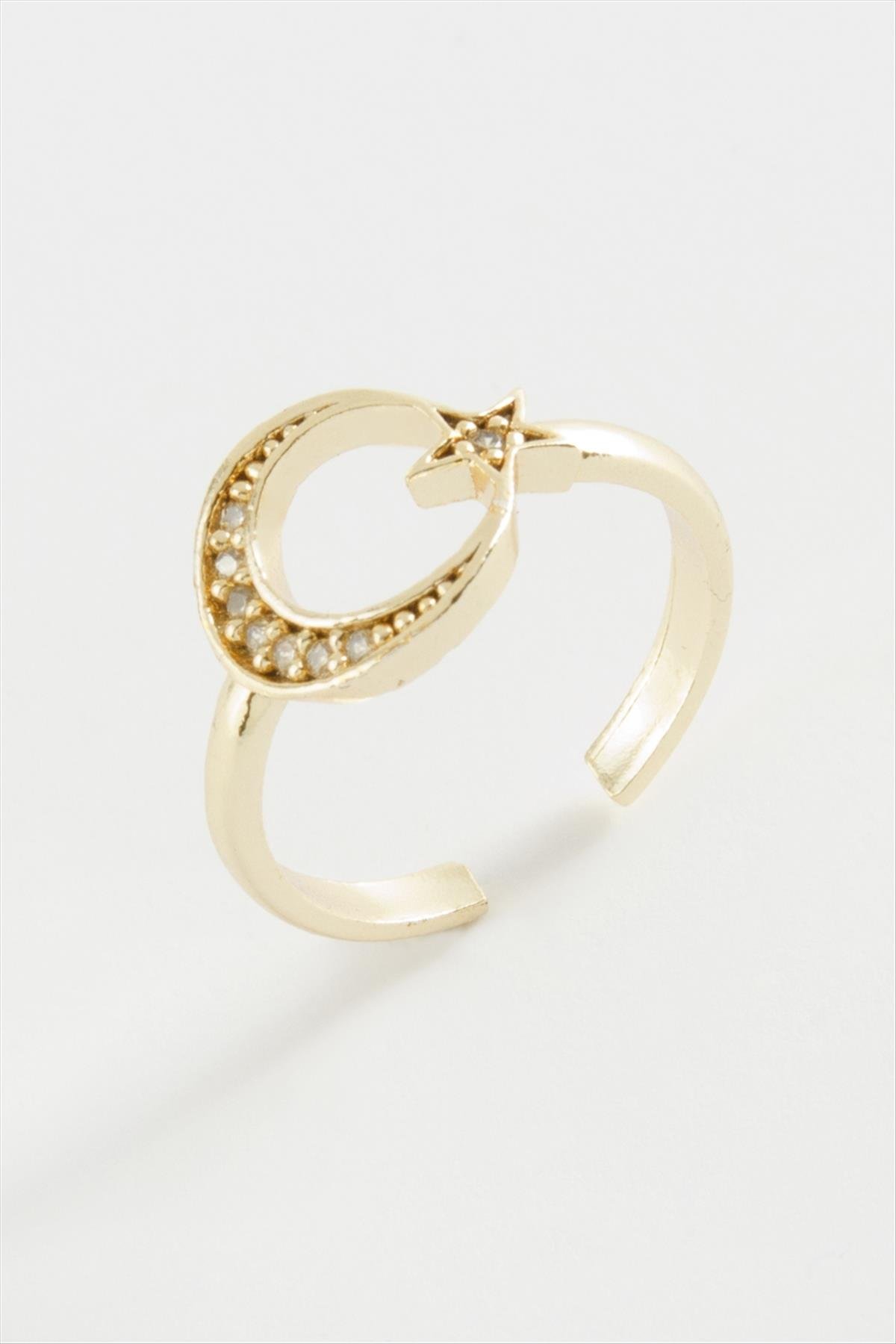 Ay Yıldız Zirkon Taşlı Yüzük