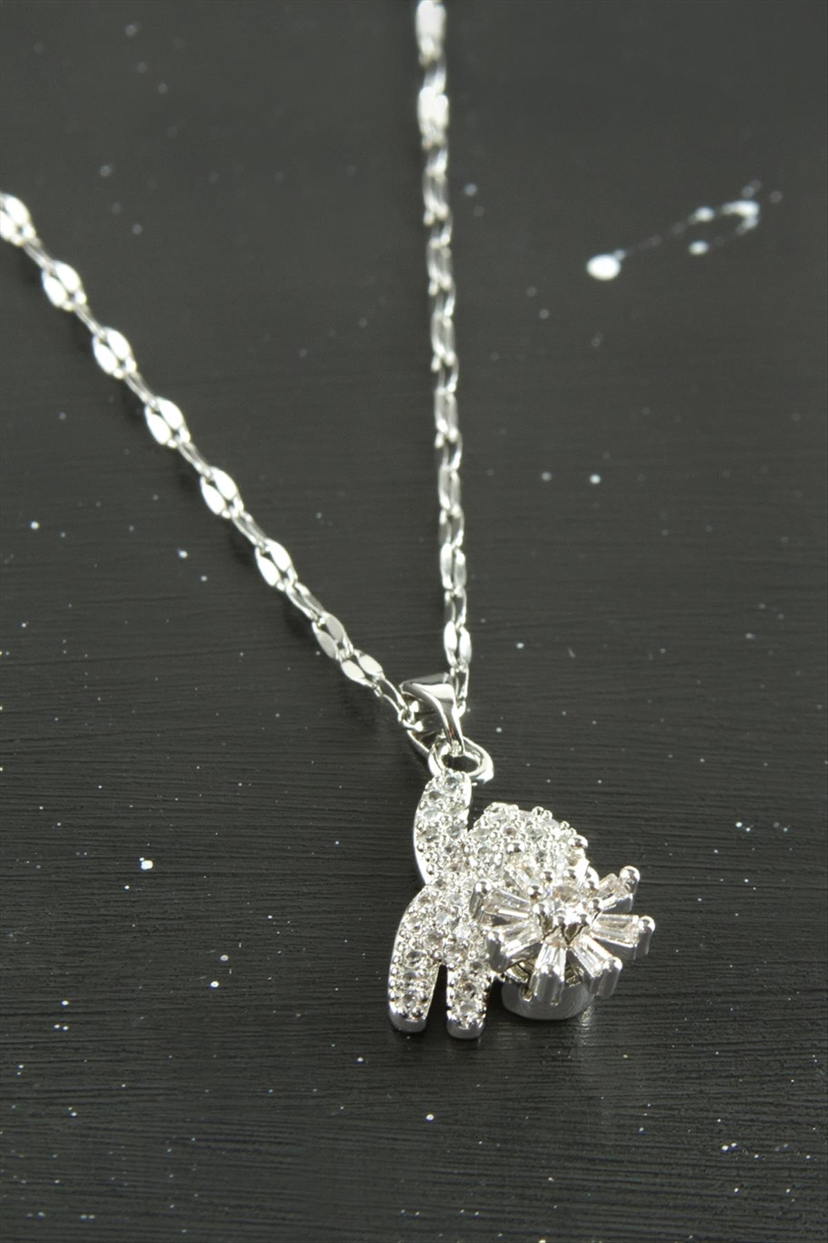 Ayıcık Zirkon Taşlı Lüks Çelik Kolye