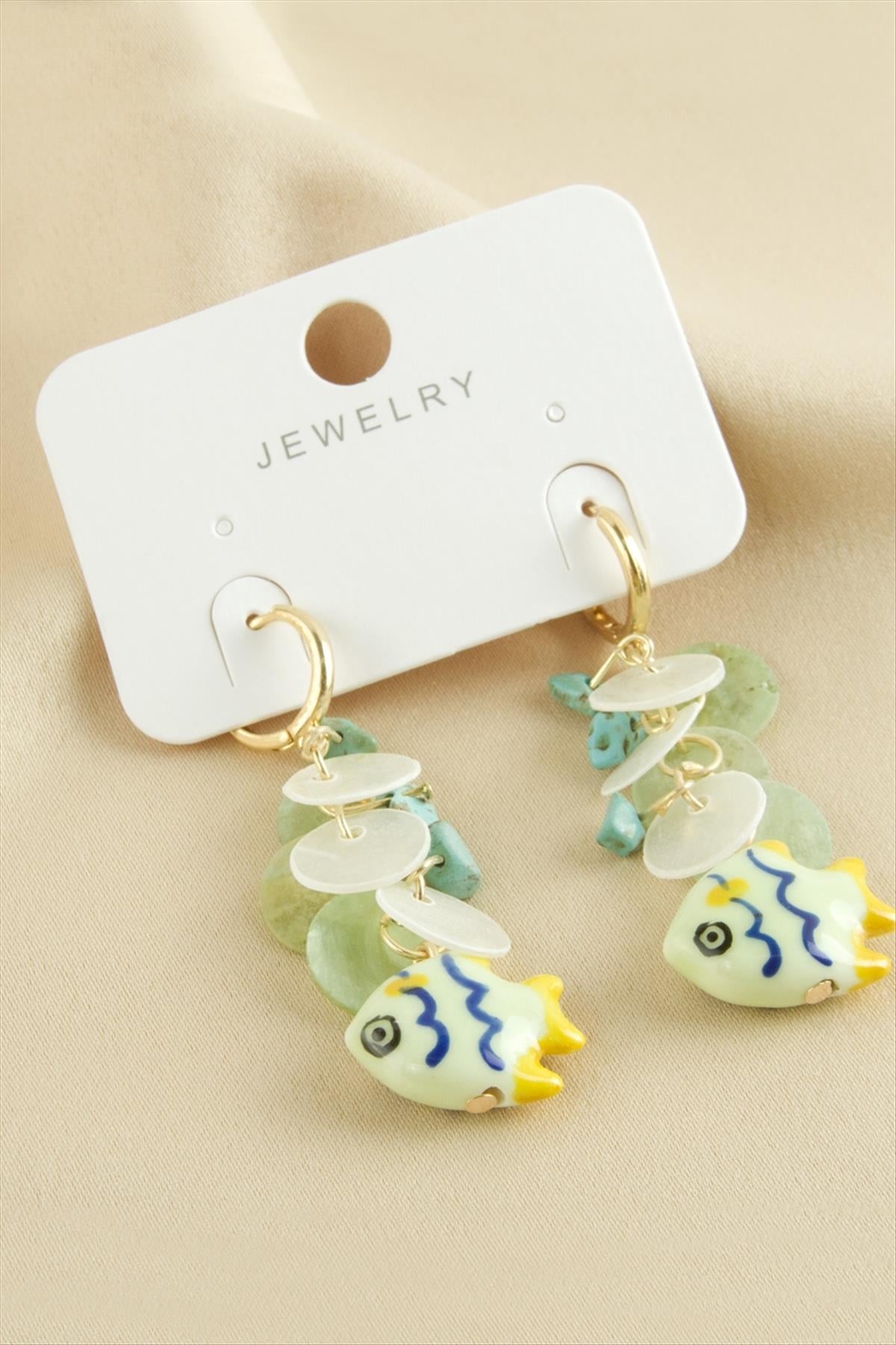 Balık Cam Pullu Zr Model Küpe