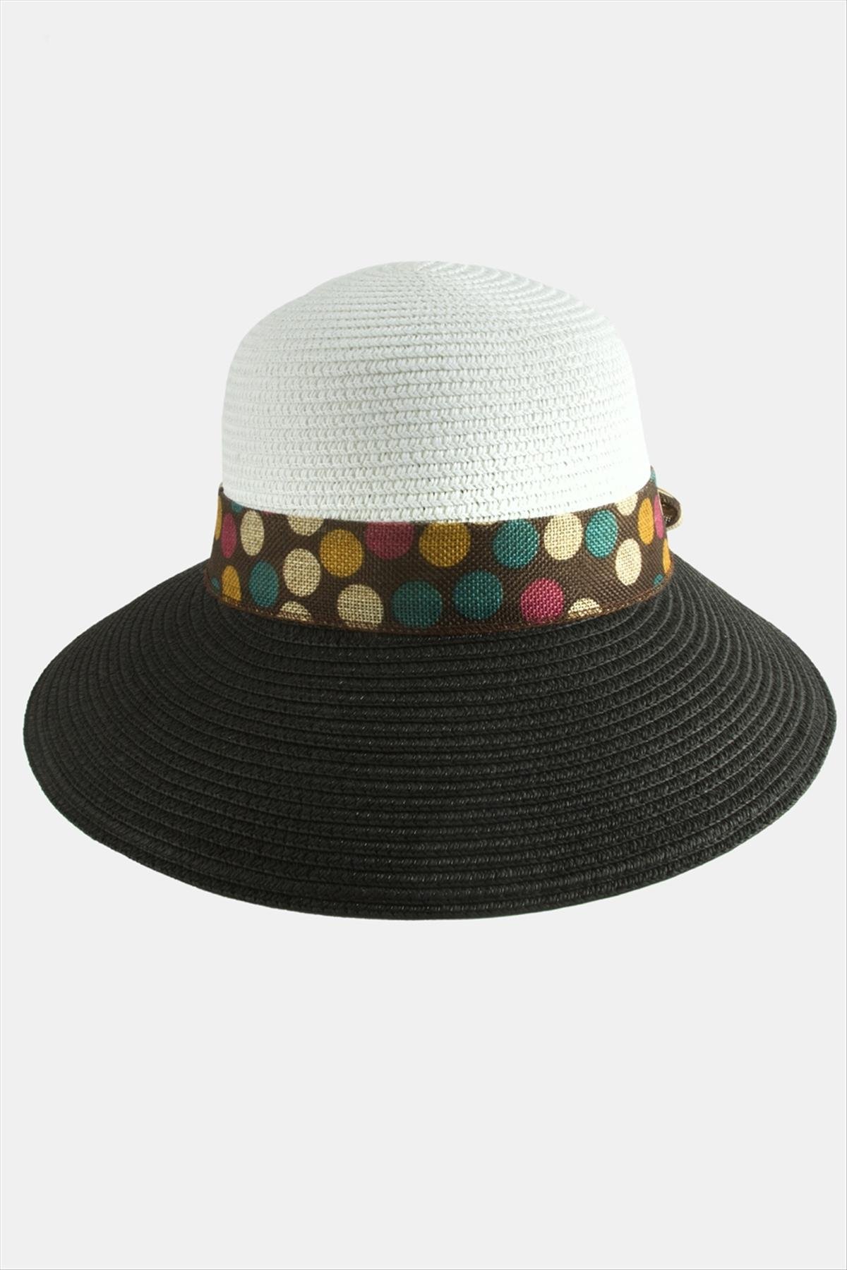 Benekli Fiyonglu Hasır Şapka