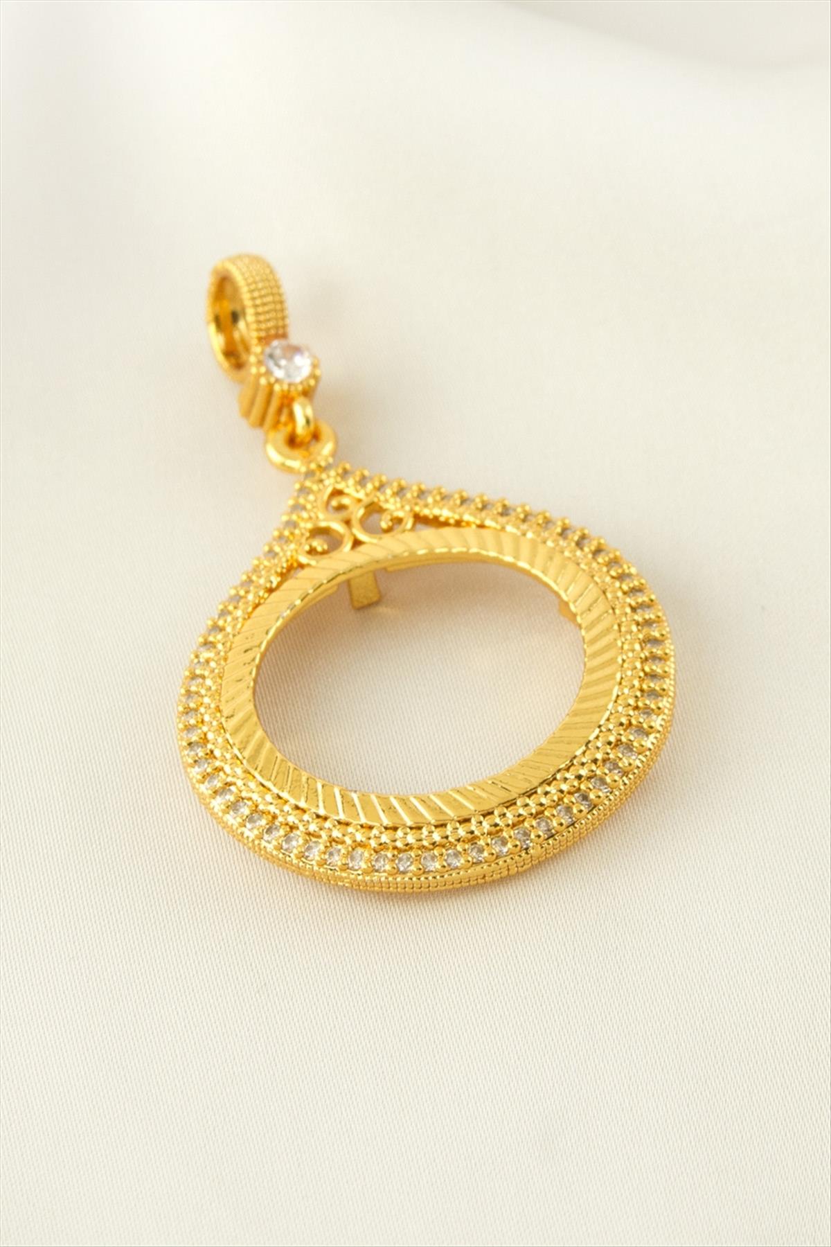 Çeyrek Altın Koyulabilir Taşlı Kolye Ucu