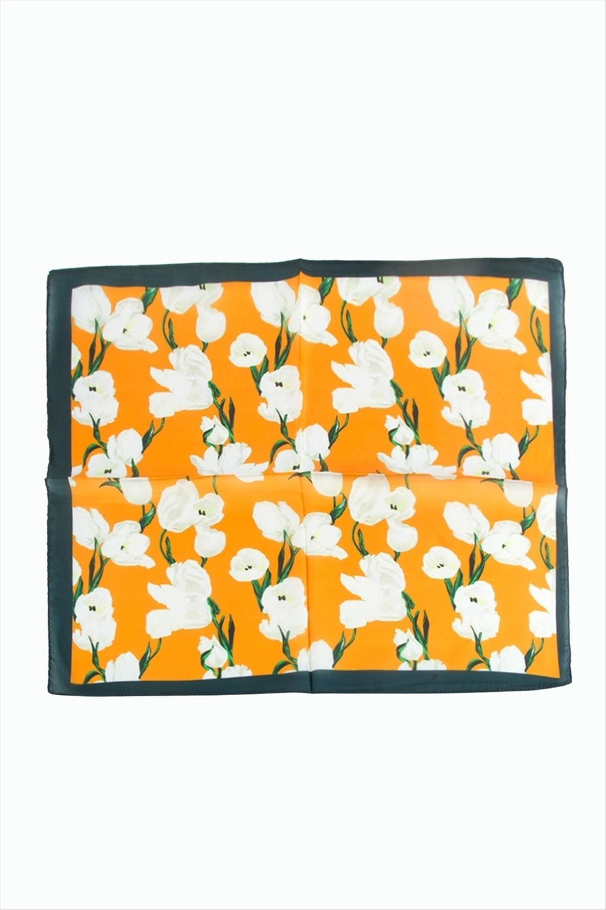 Çiçek Desenli Zr Şifon Fular 50*50 cm