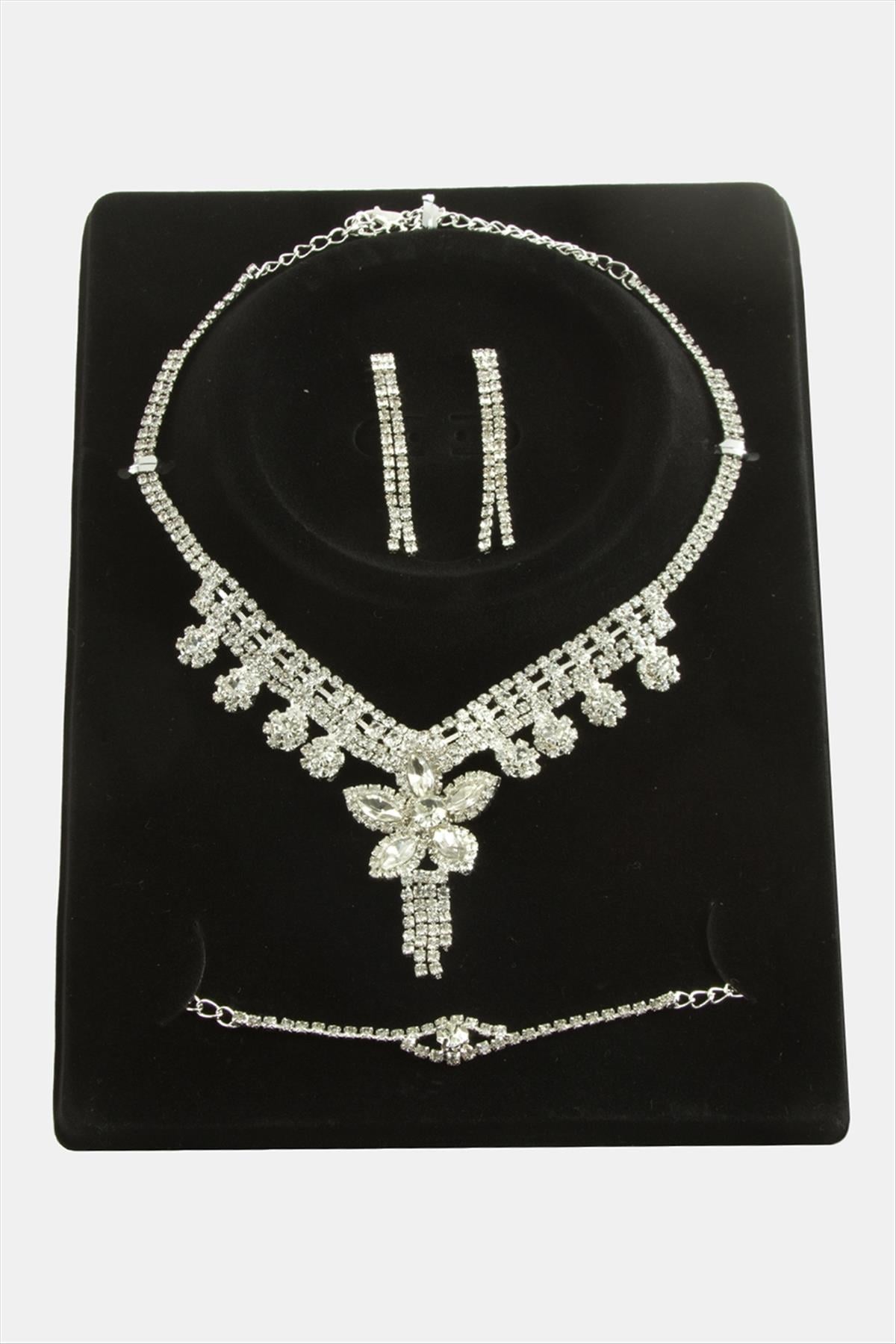 Çiçek Taşlı Lüks Set Kolye