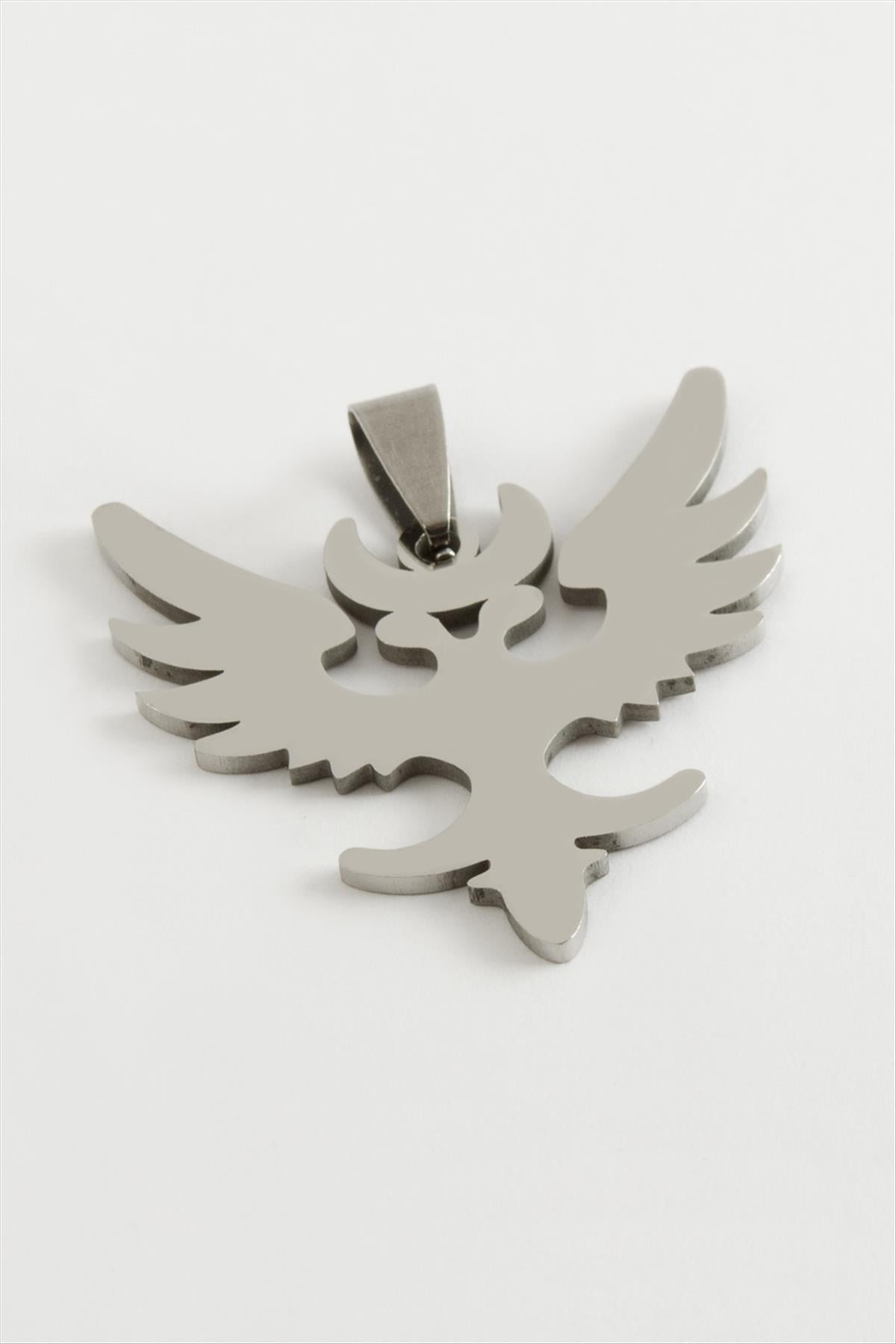 Çift Başlı Kartal Çelik Kolye Ucu 3,5 cm