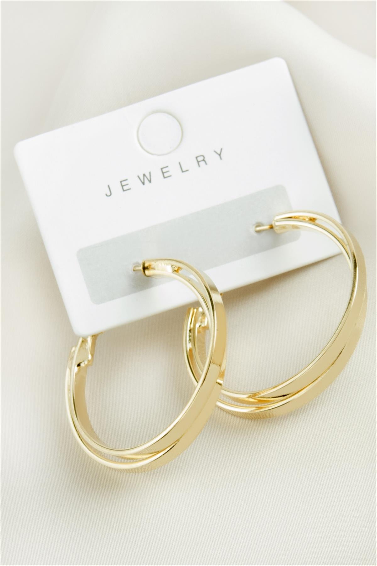 Çift Halka Trend Küpe 3,5 cm