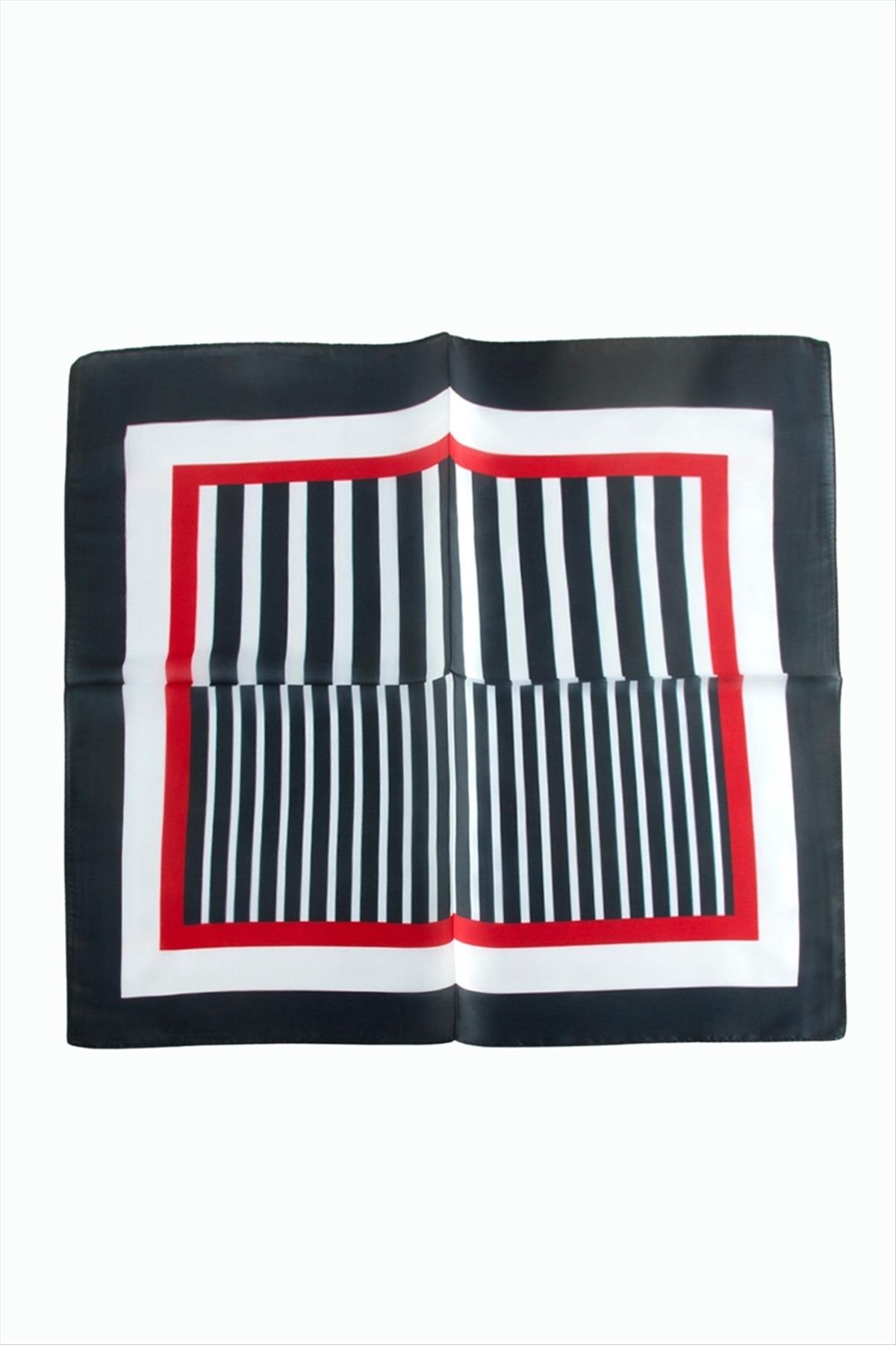 Çizgili Desenli Zr Şifon Fular 50*50 cm