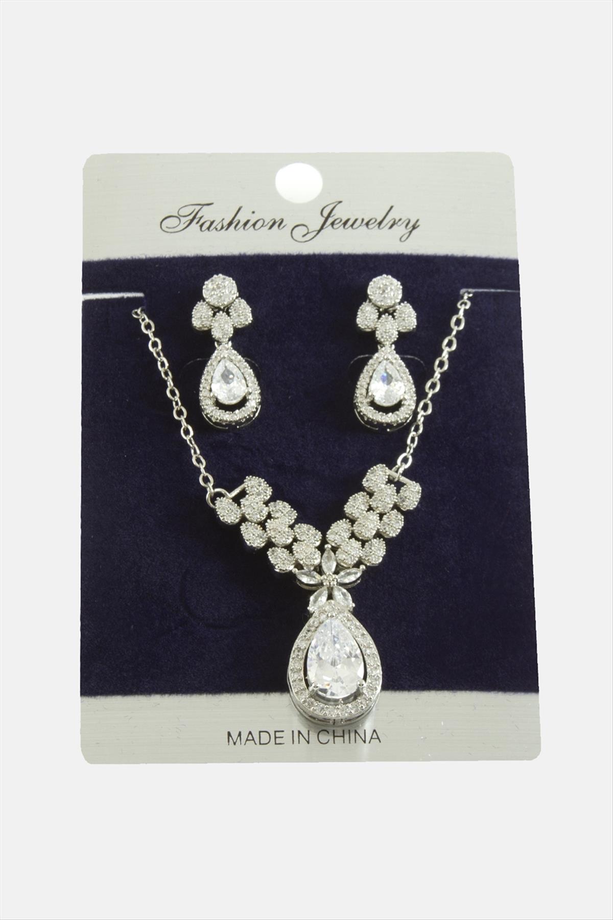 Damla Zirkon Taşlı Set Kolye