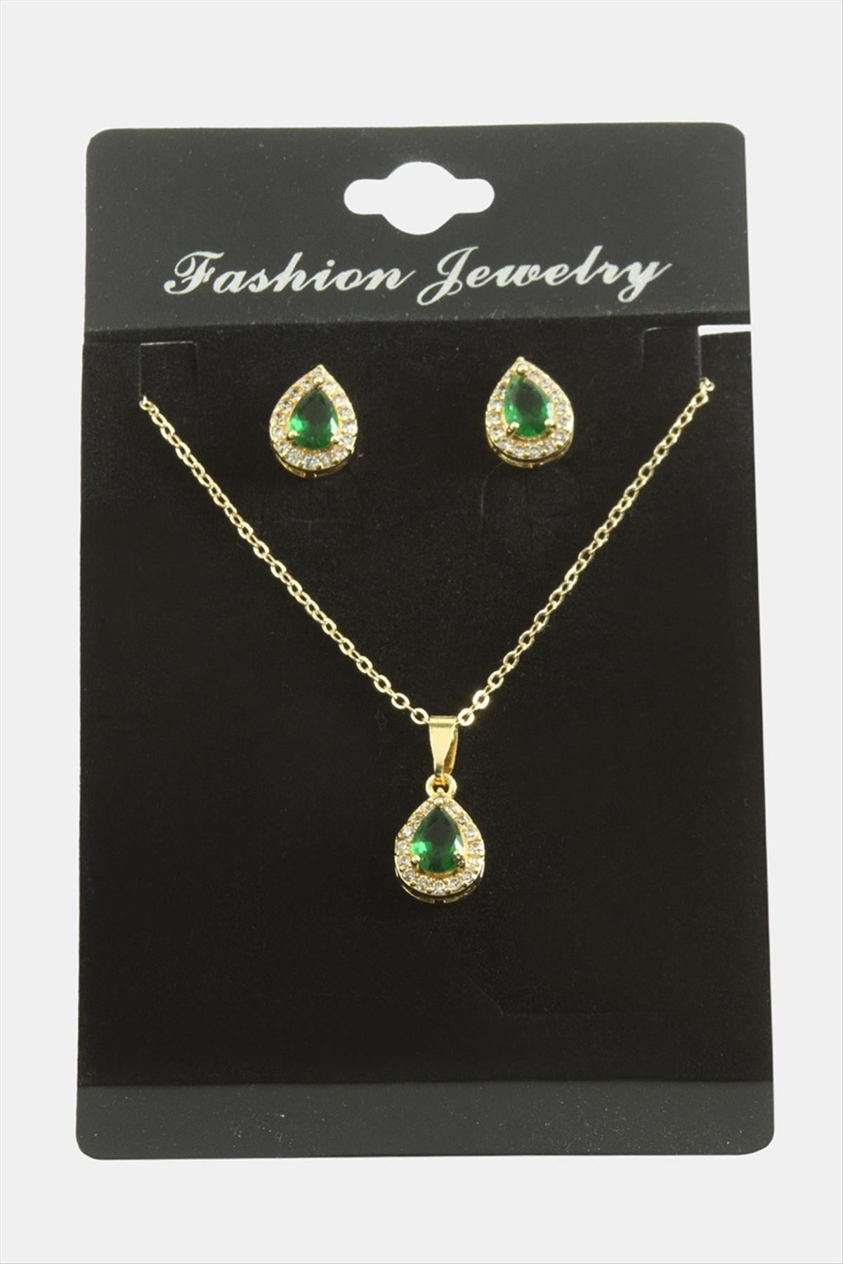 Damla Zirkon Taşlı Set Kolye