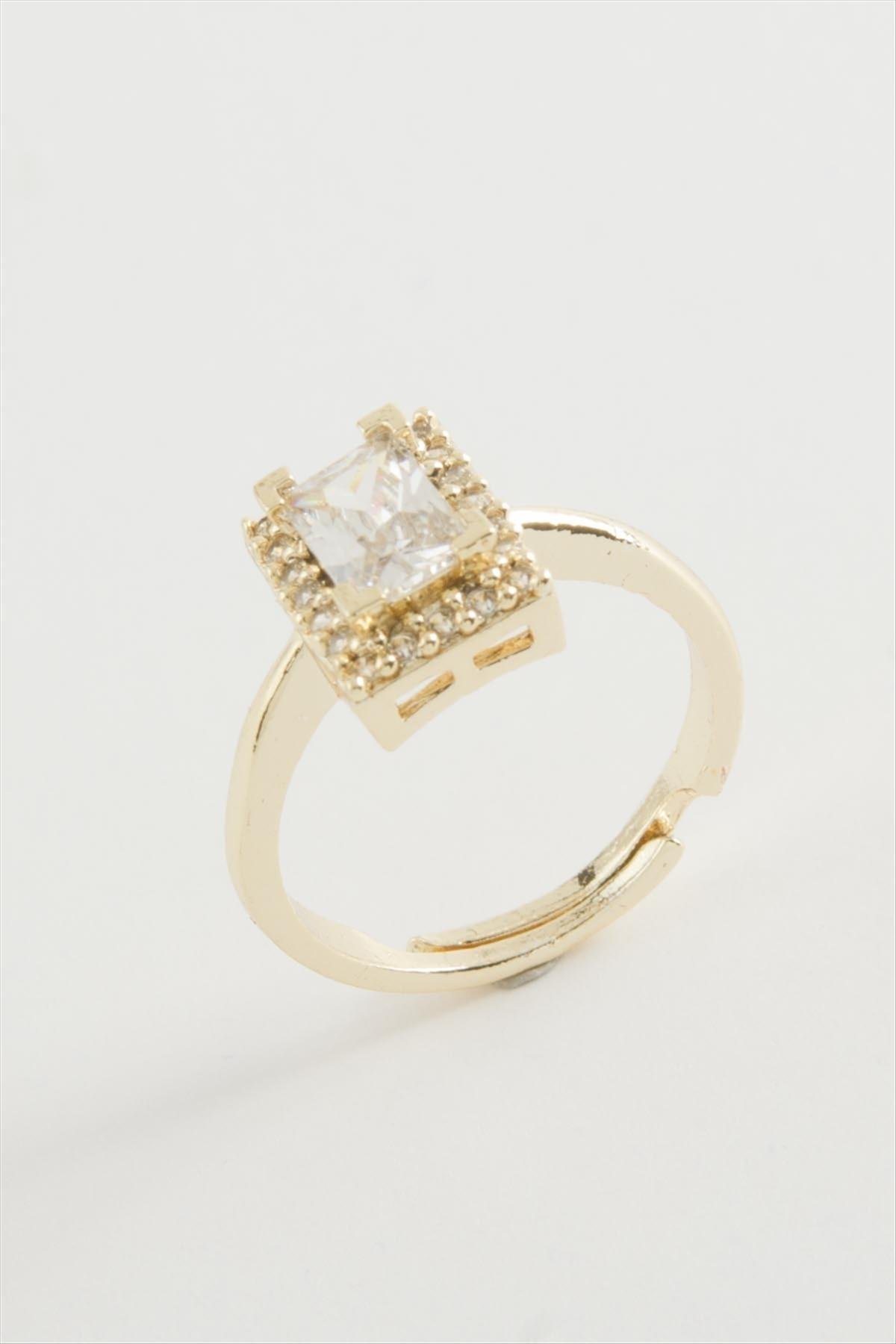 Dikdörtgen Tek Taşlı Yüzük