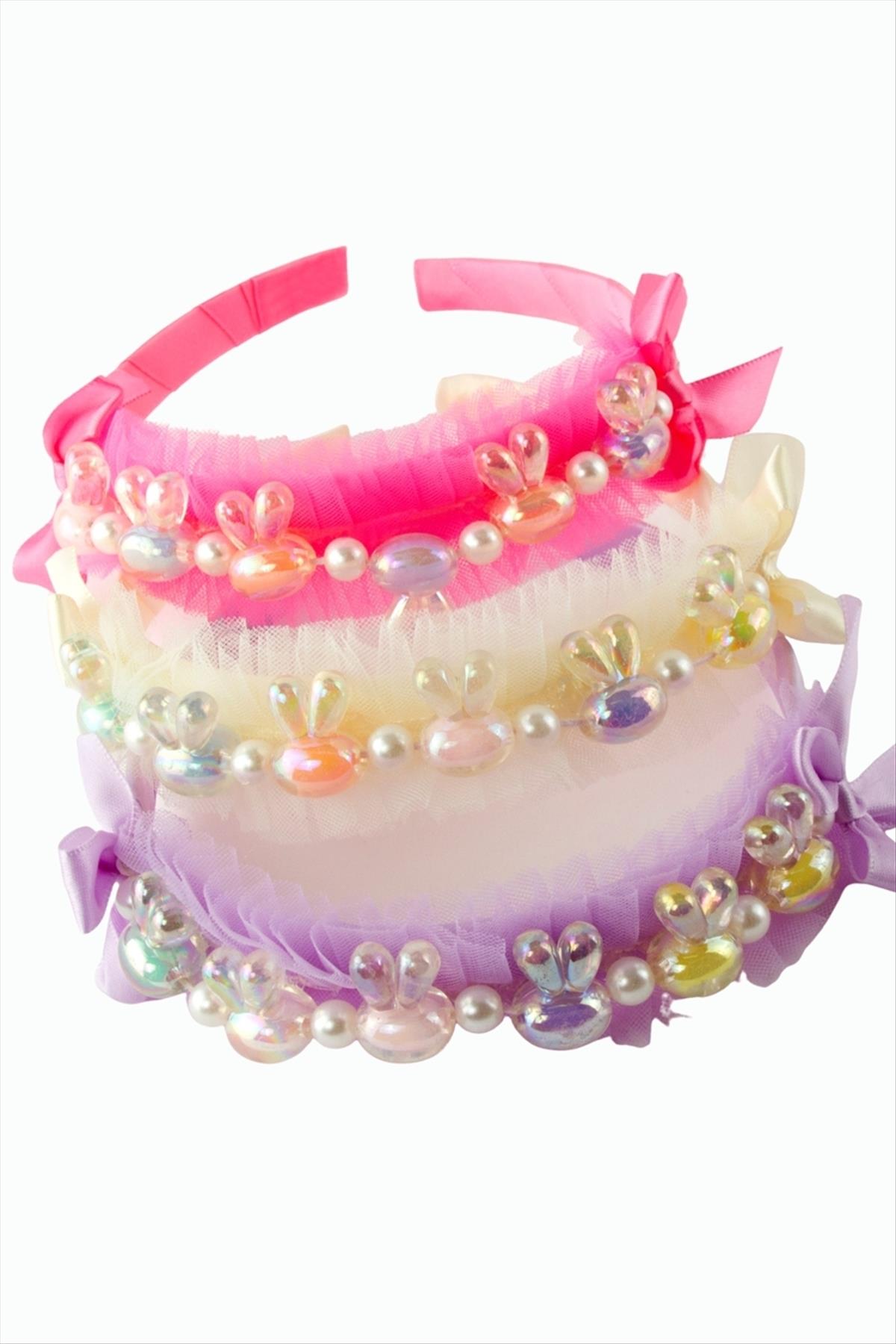 Fiyong Boncuk Tüllü Çocuk Taç