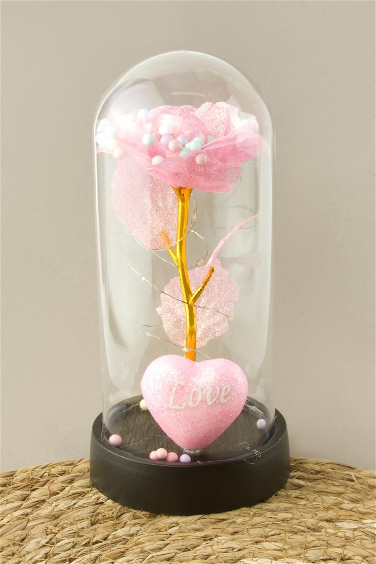 Gül Işıklı Led Fanus