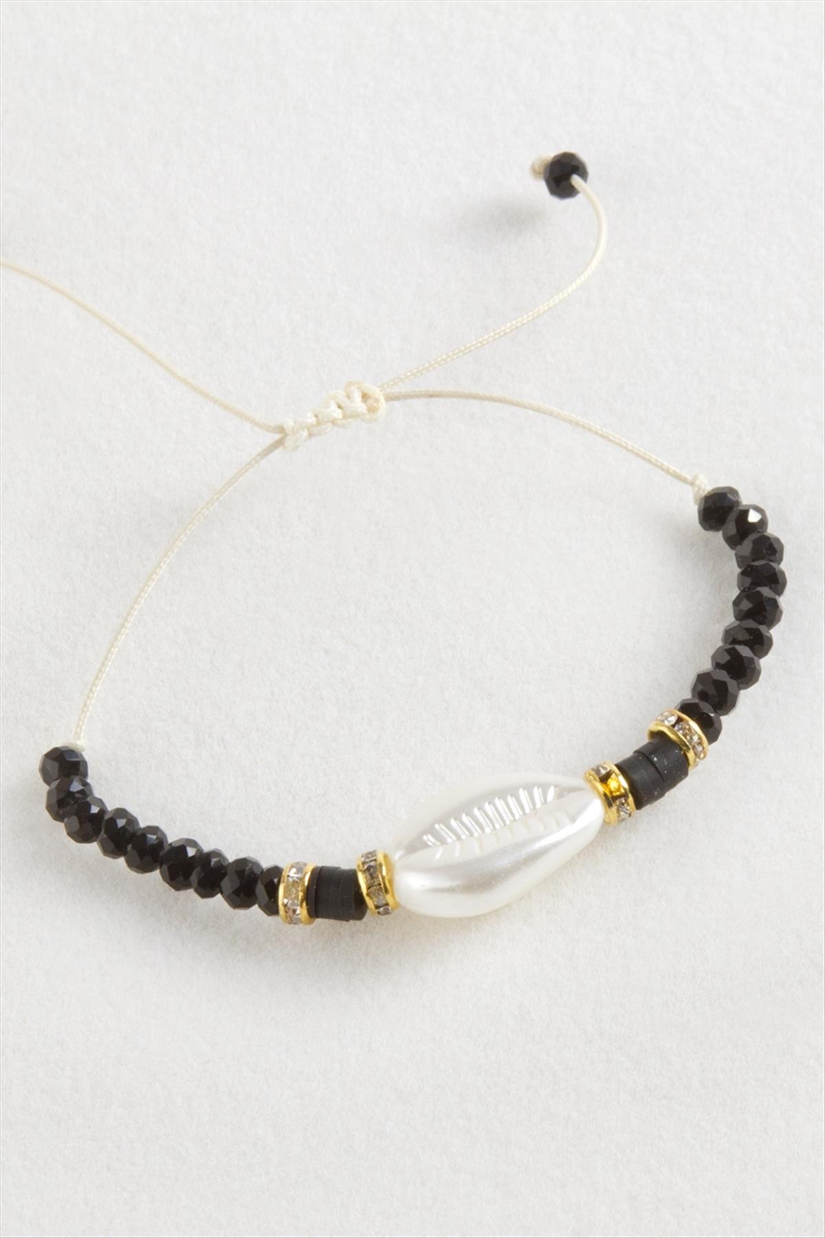 İnci Fimo Boncuk Kristal Makrome İp Bileklik